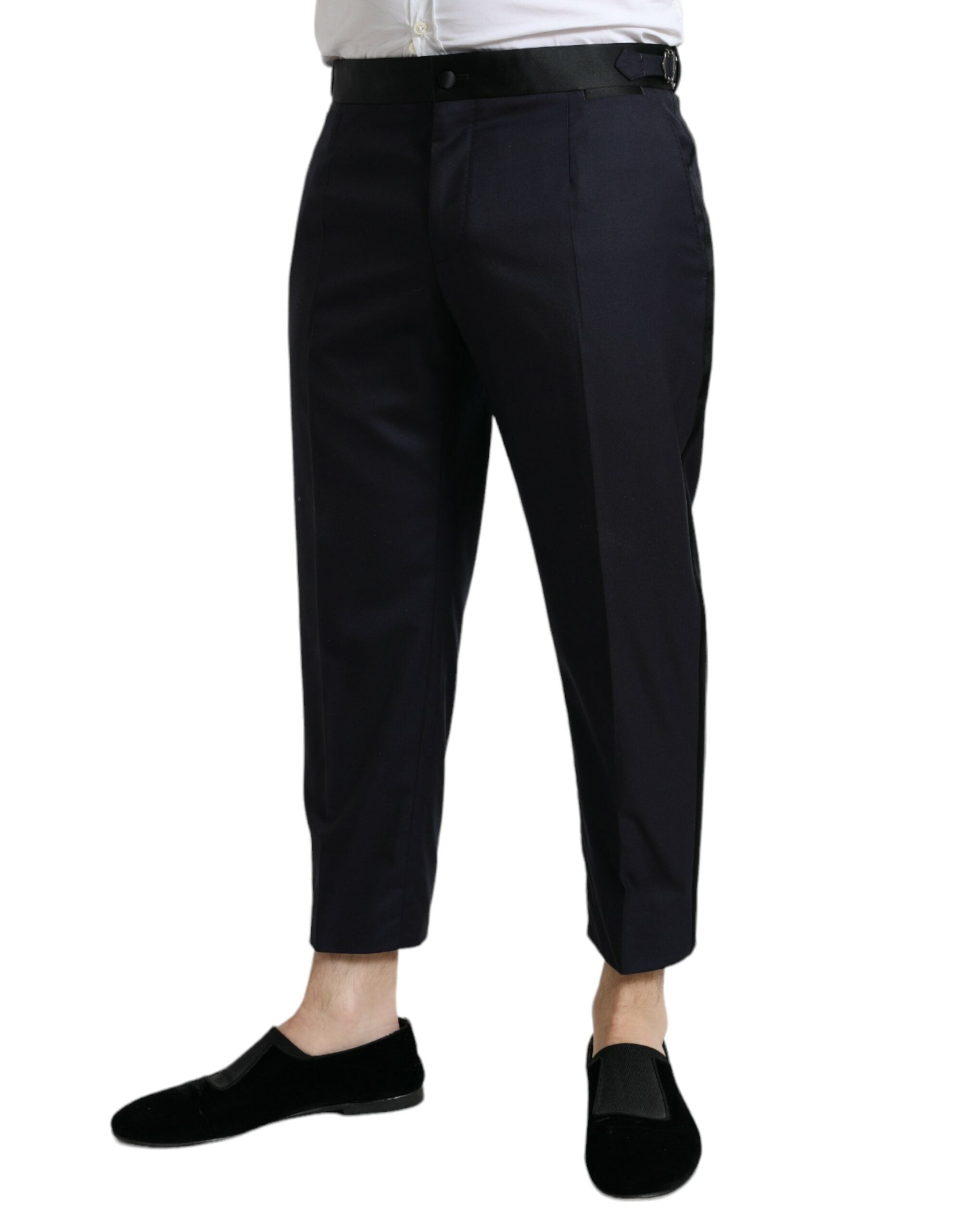Pantalones cónicos recortados de lana azul de Dolce & Gabbana-2