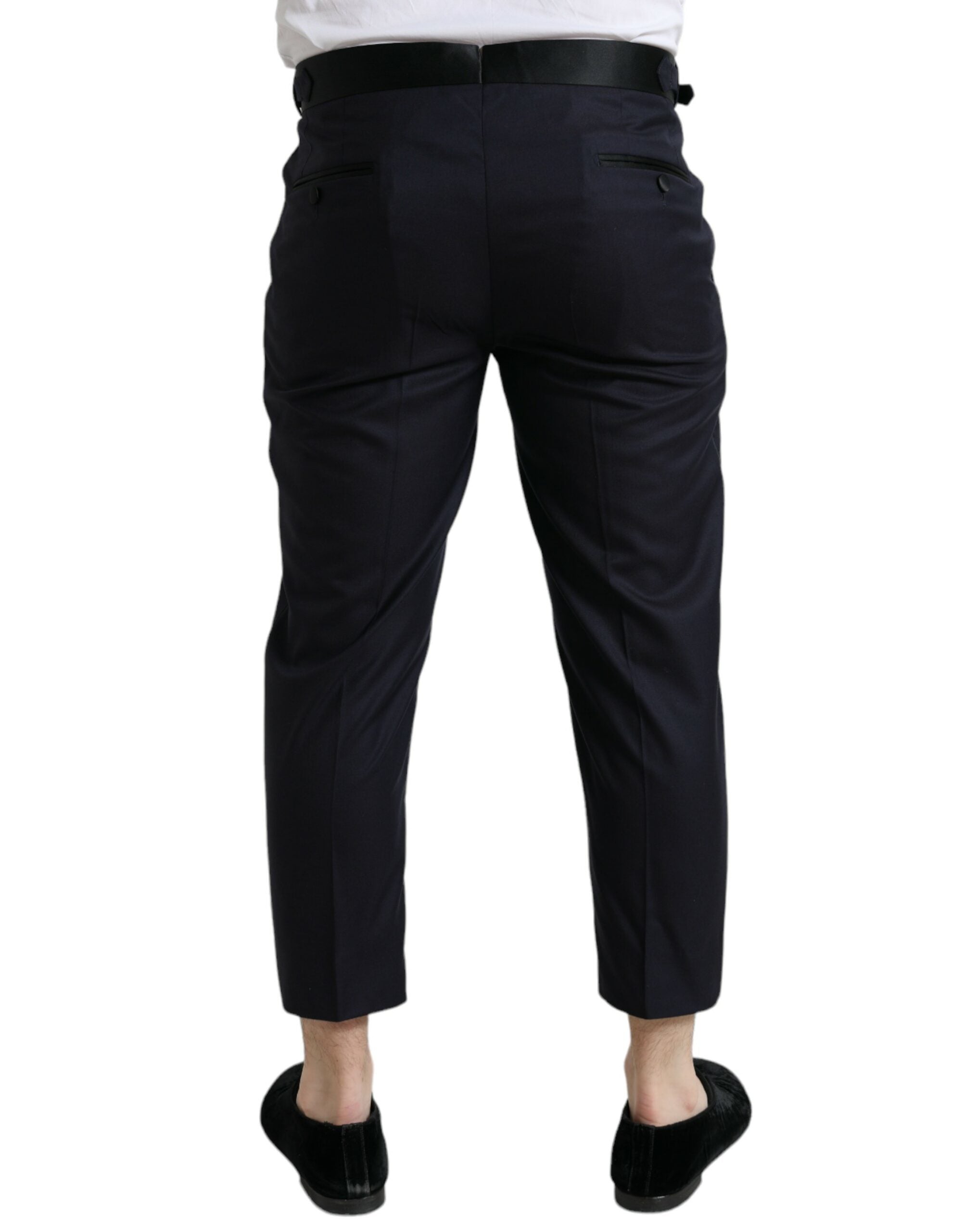 Pantalones cónicos recortados de lana azul de Dolce & Gabbana-3