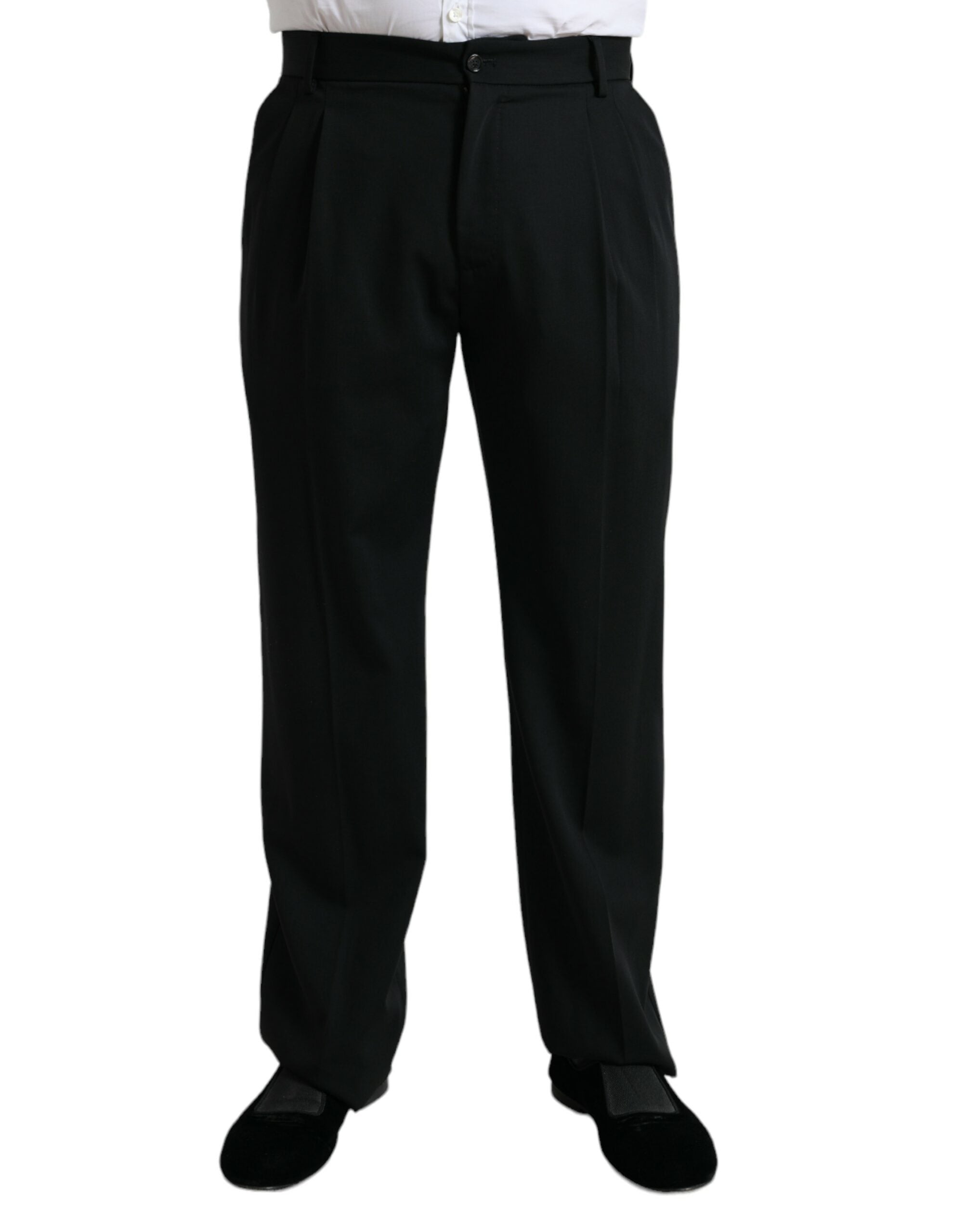Dolce & Gabbana Schwarze formelle Straight Fit Anzughose aus Wolle-1