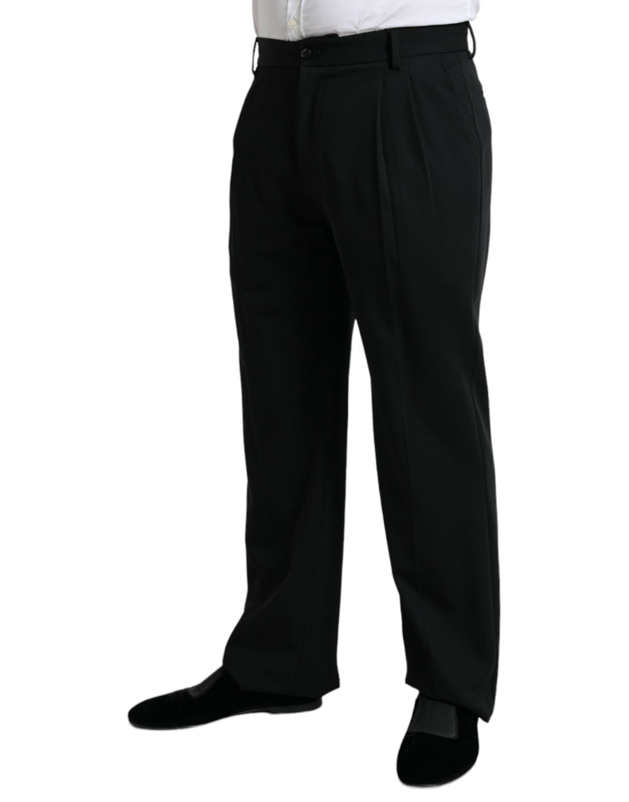 Dolce & Gabbana Schwarze formelle Straight Fit Anzughose aus Wolle-2