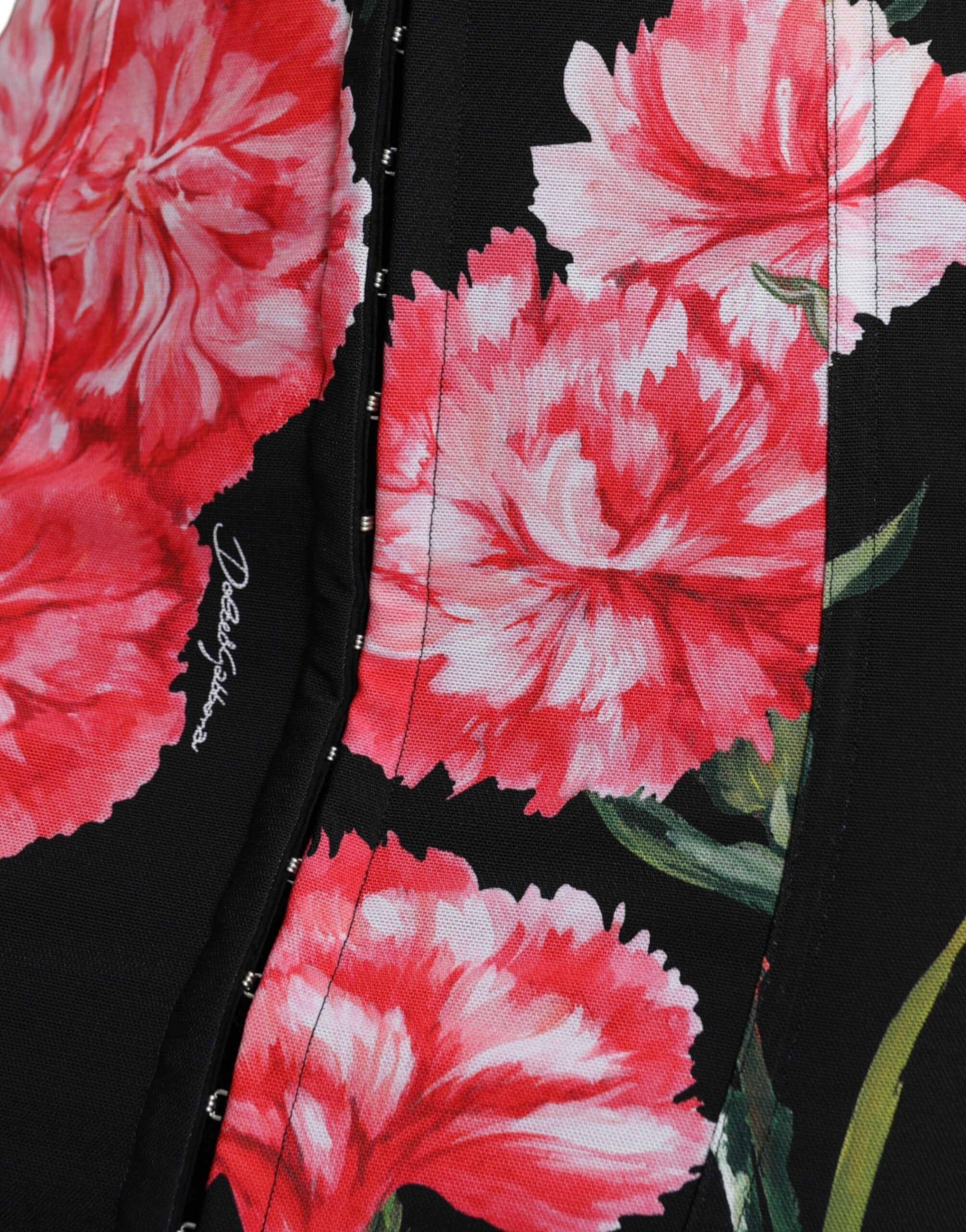 Dolce & Gabbana Black Carnation Knee-Length Pencil Skirt-3