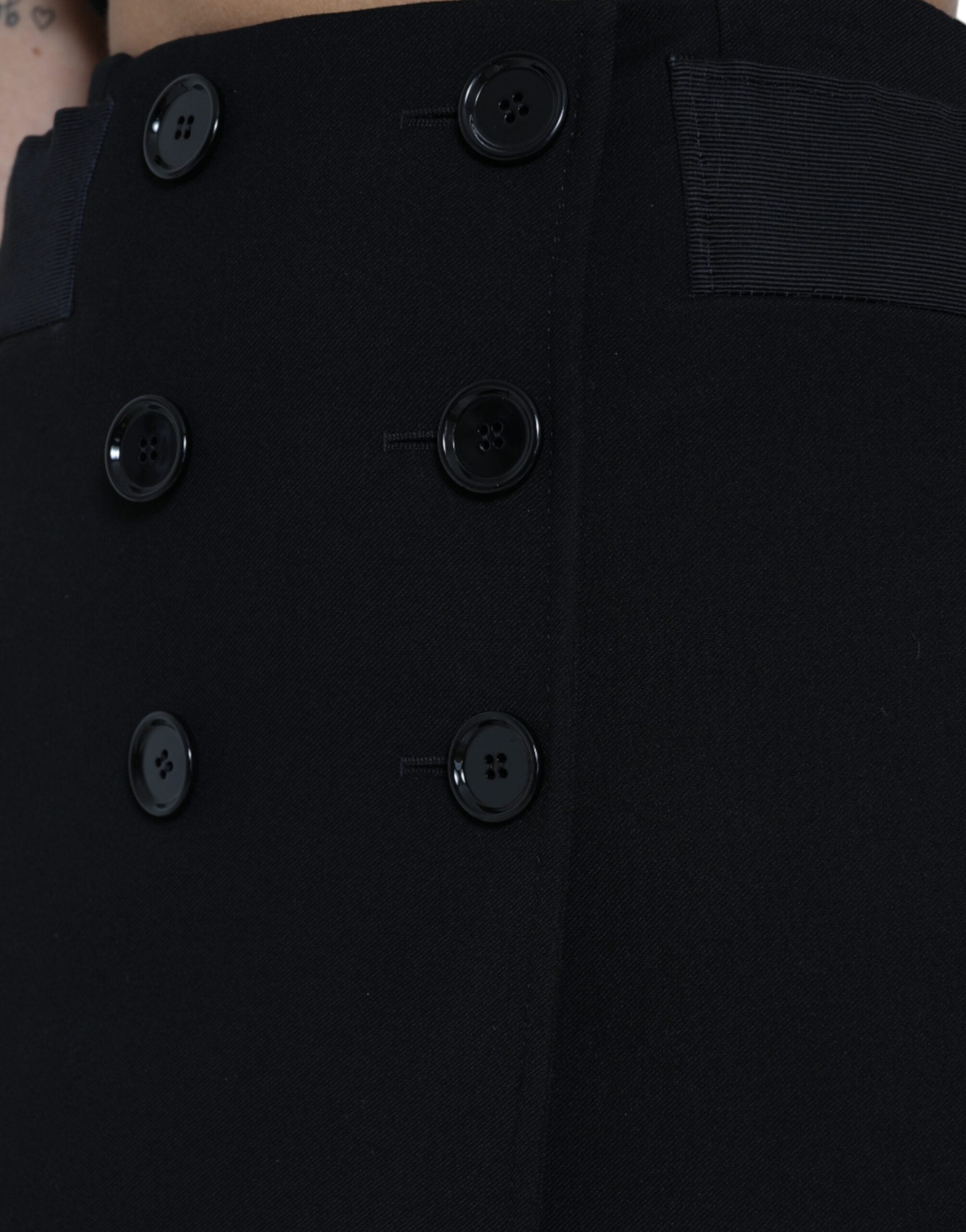 Dolce & Gabbana black wool button-up high-waisted mini skirt by Aline-4