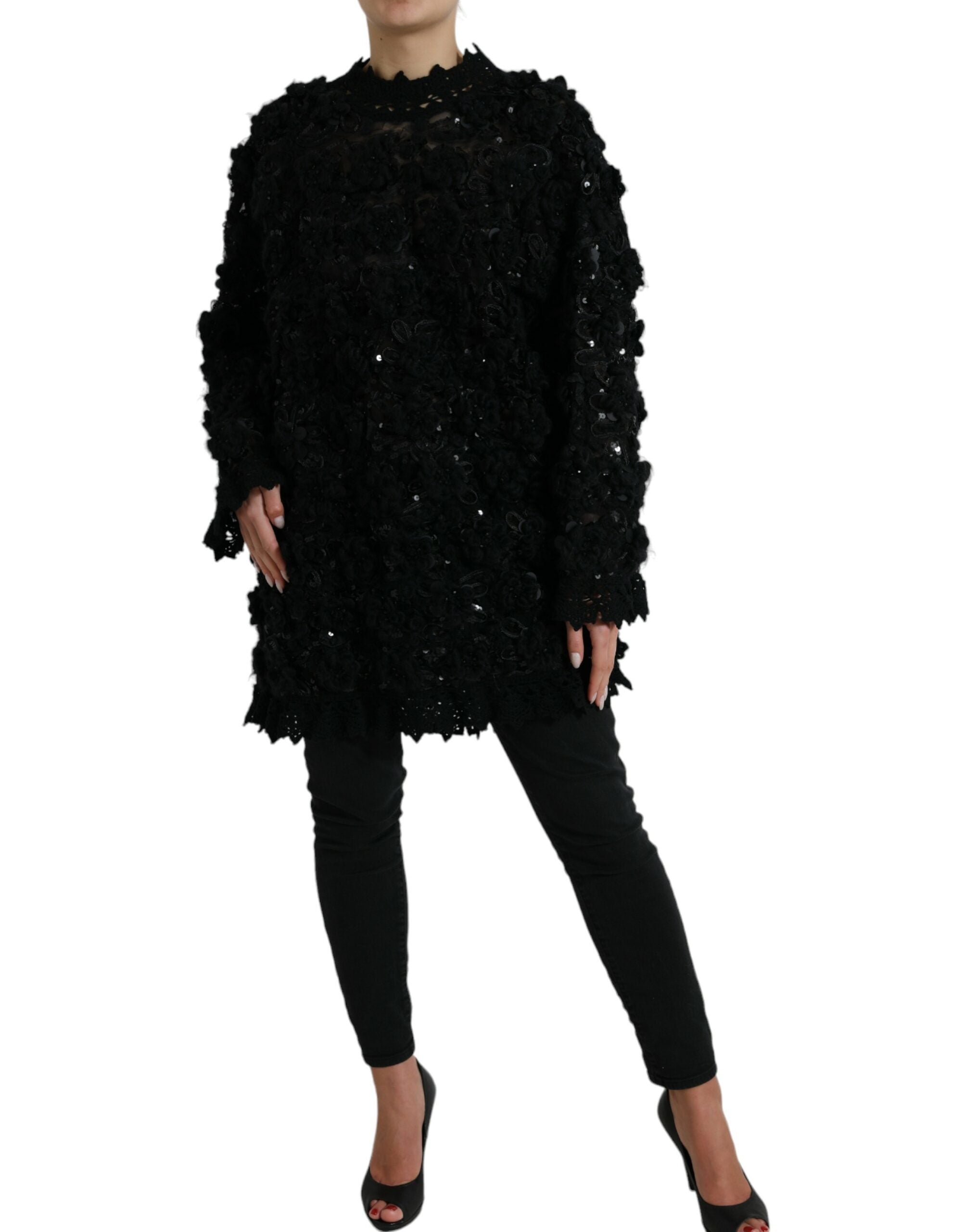 Dolce & Gabbana Schwarzer Pullover mit Paillettenverzierung-2
