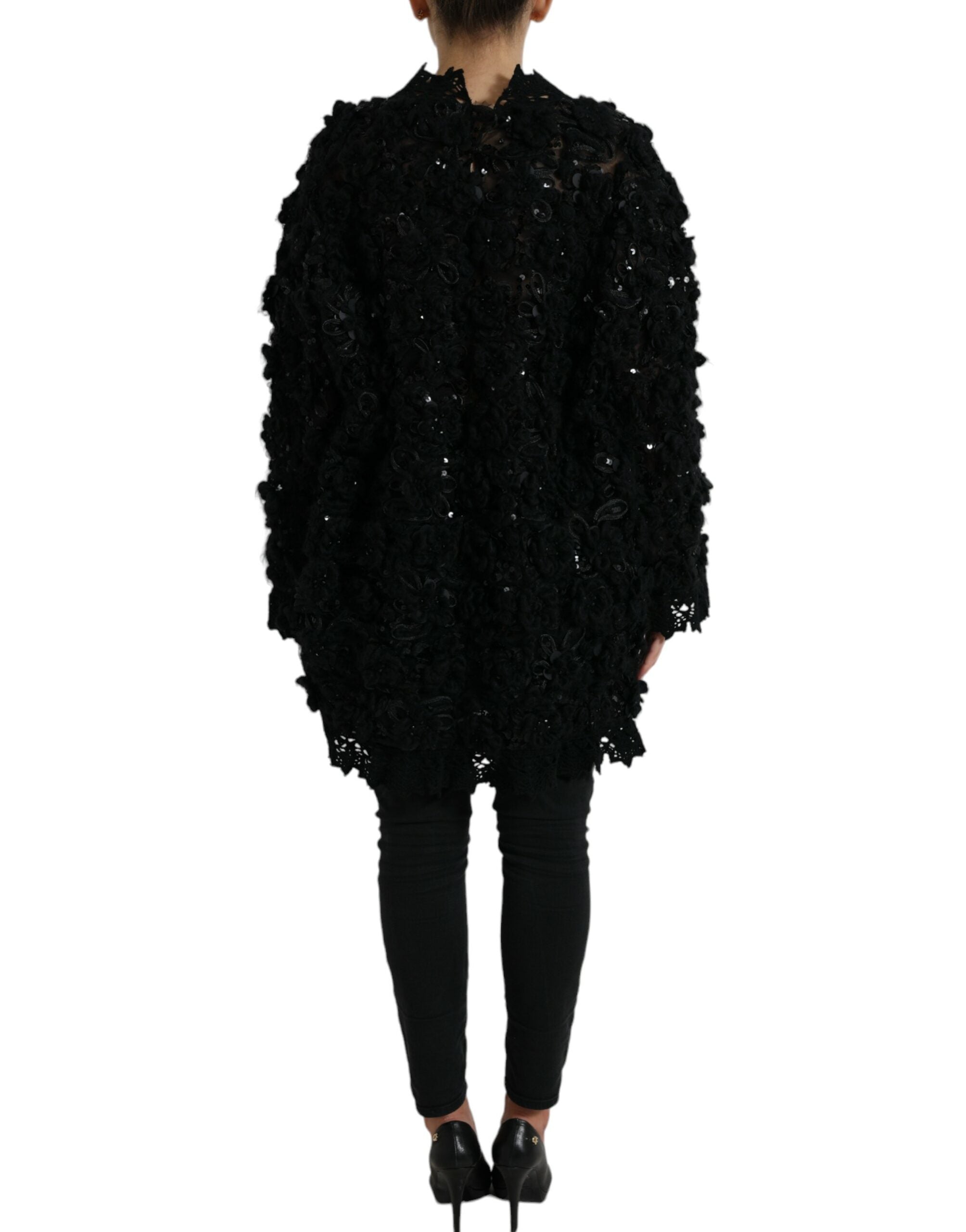 Dolce & Gabbana Schwarzer Pullover mit Paillettenverzierung-3