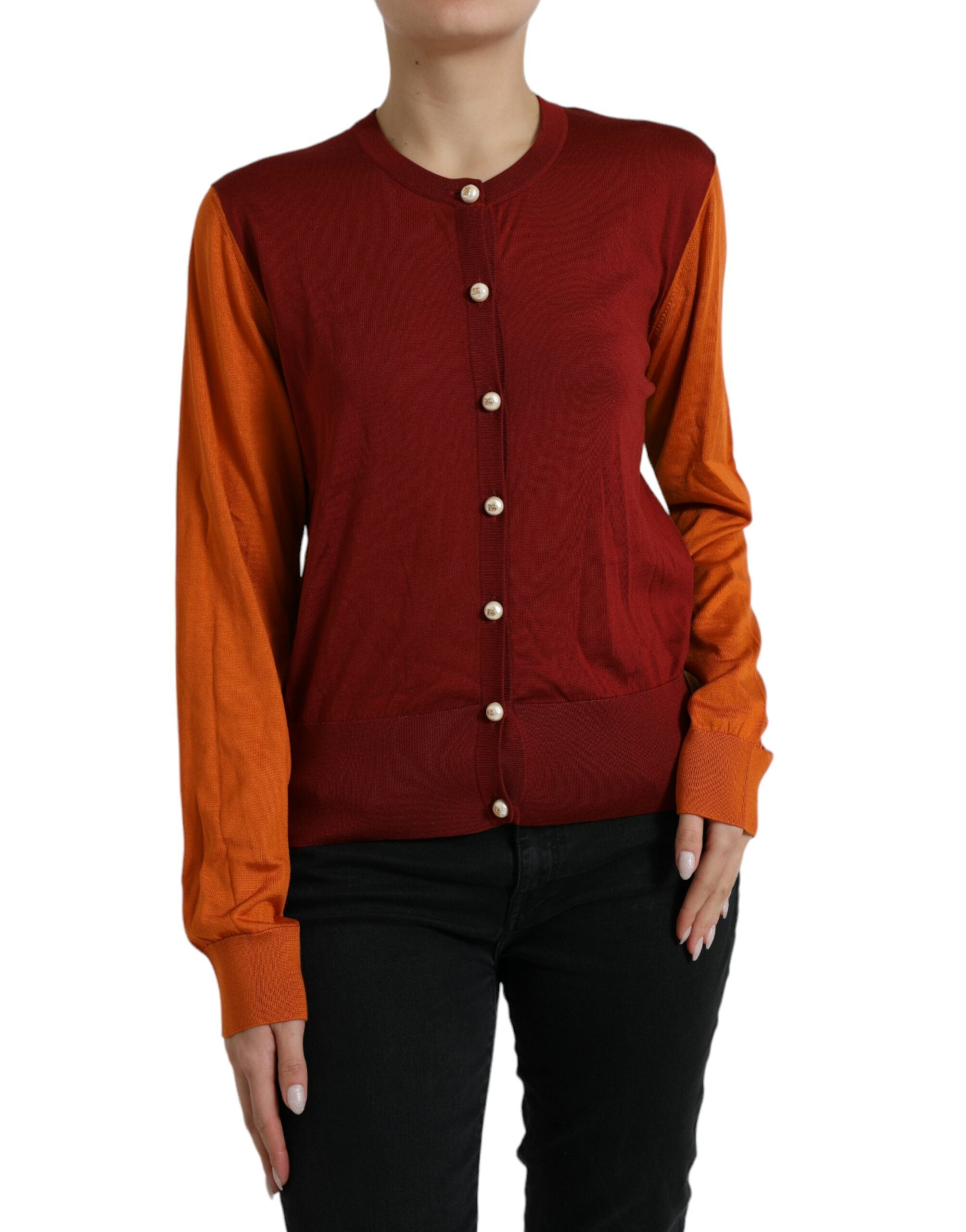 Dolce & Gabbana Multicolor Strickjacke Color Block Silk Crewneck Sweater-1