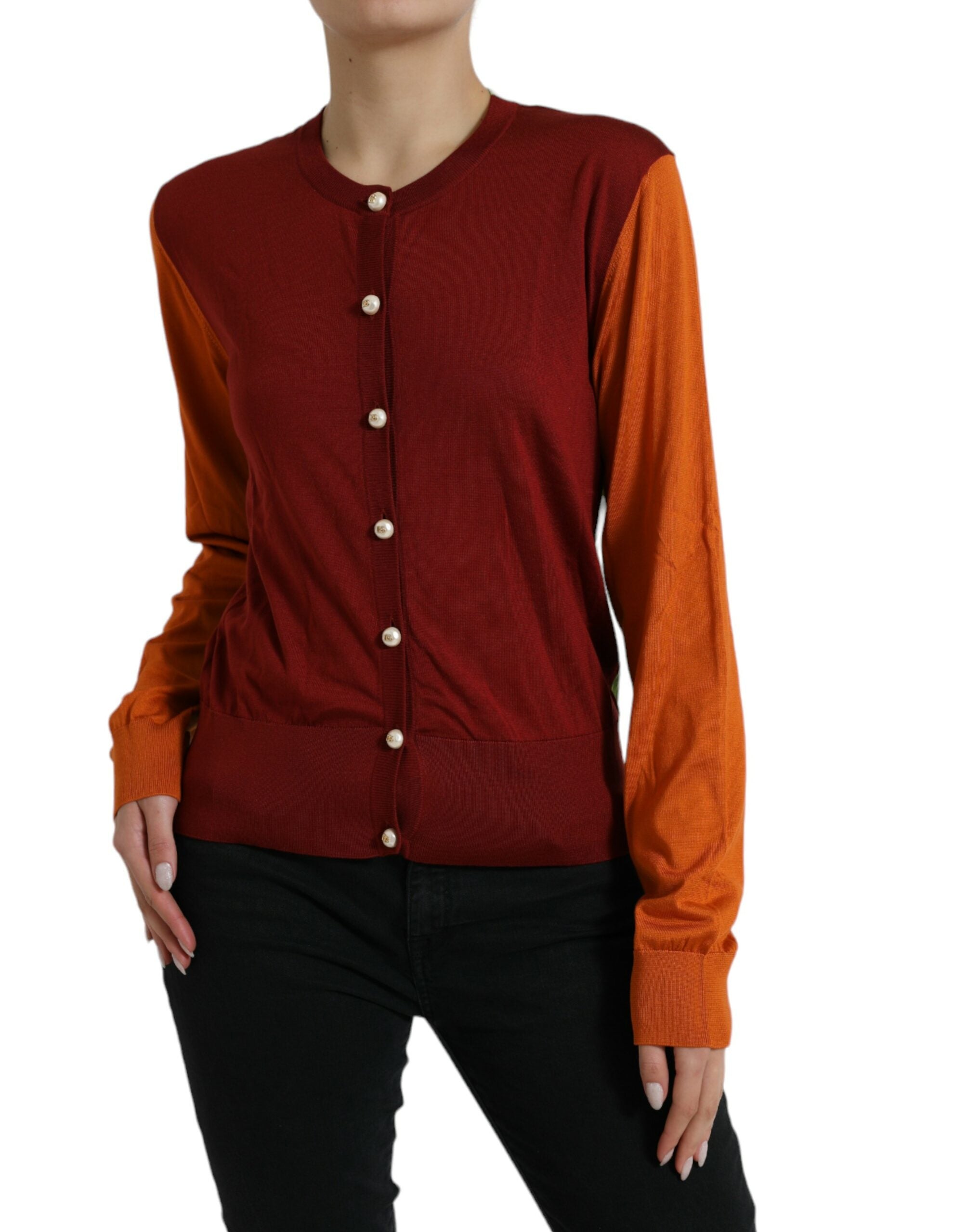 Dolce & Gabbana Multicolor Strickjacke Color Block Silk Crewneck Sweater-2
