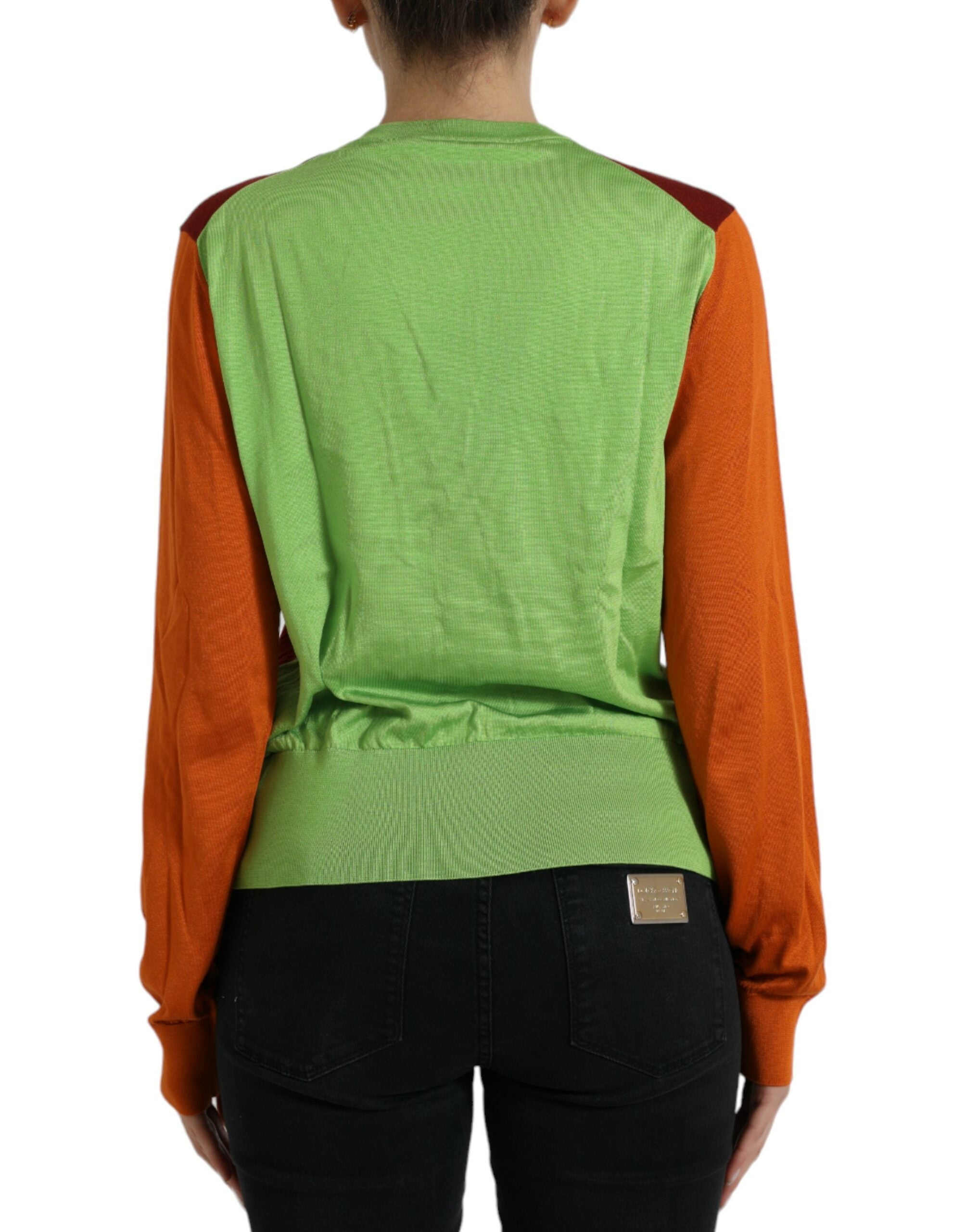 Dolce & Gabbana Multicolor Strickjacke Color Block Silk Crewneck Sweater-3
