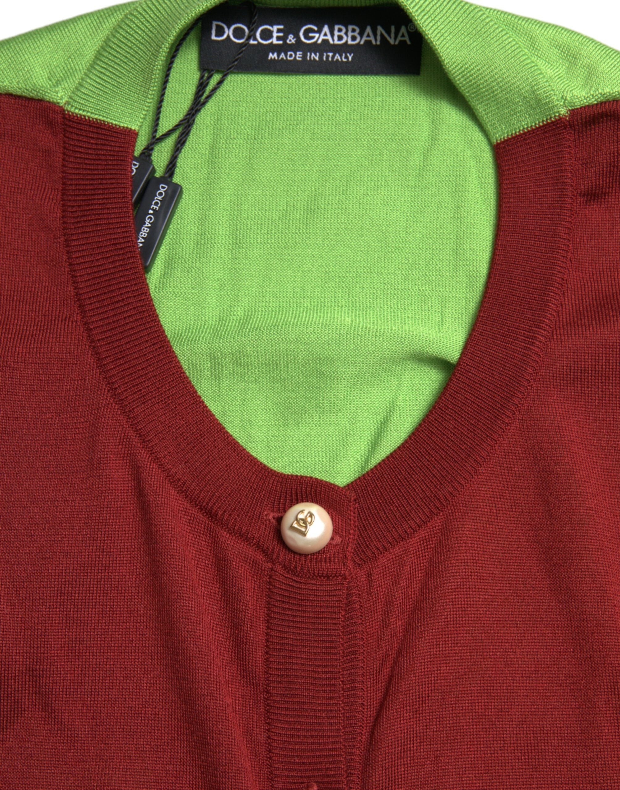 Dolce & Gabbana Multicolor Strickjacke Color Block Silk Crewneck Sweater-6
