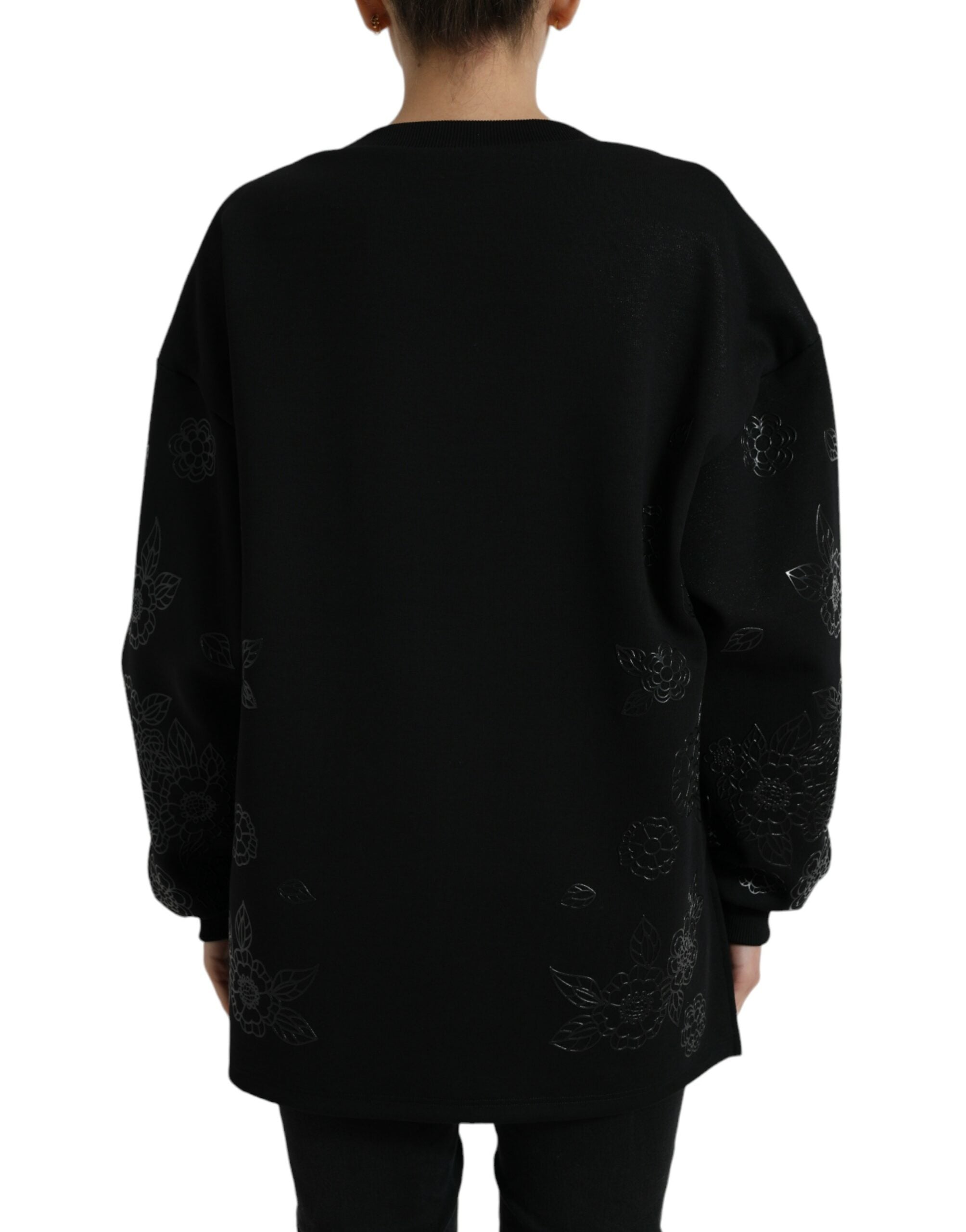 Dolce & Gabbana black sweater with floral logo appliqués-3