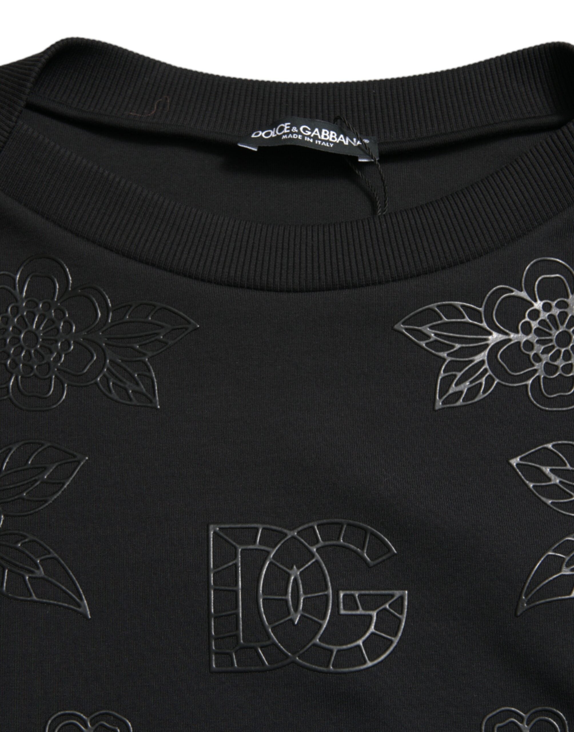 Dolce & Gabbana black sweater with floral logo appliqués-6