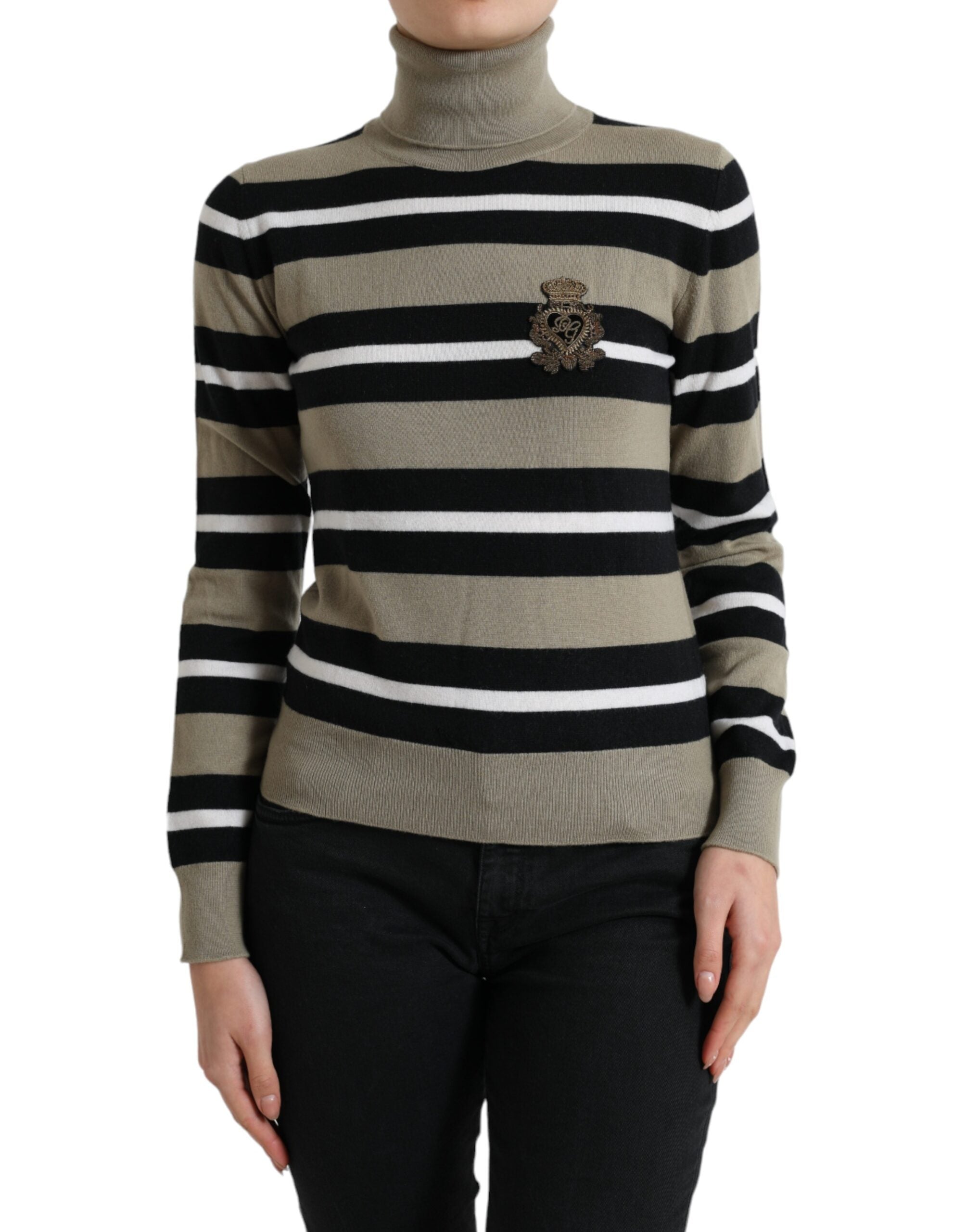 Dolce & Gabbana multicoloured striped logo turtleneck sweater-1