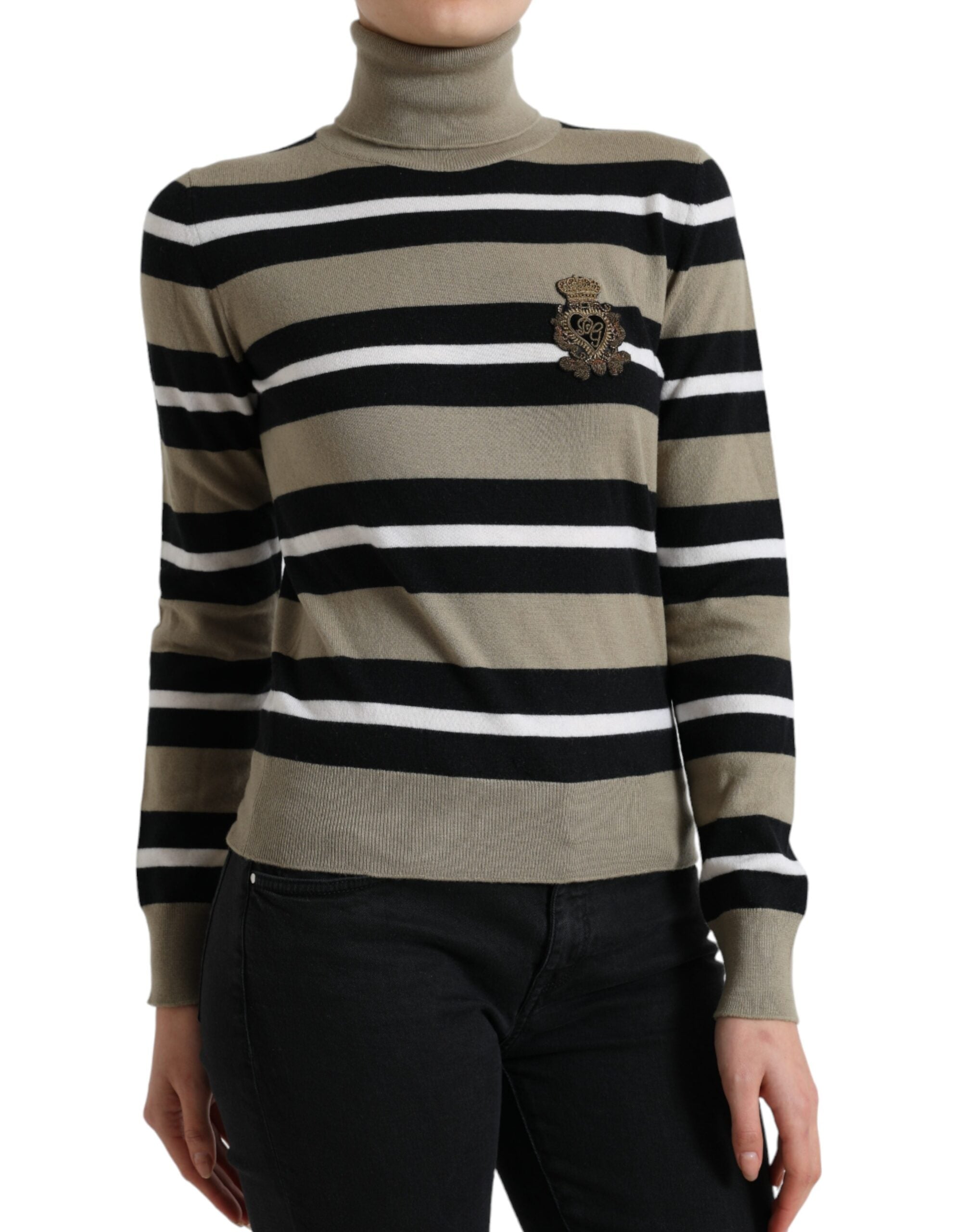Dolce & Gabbana multicoloured striped logo turtleneck sweater-2