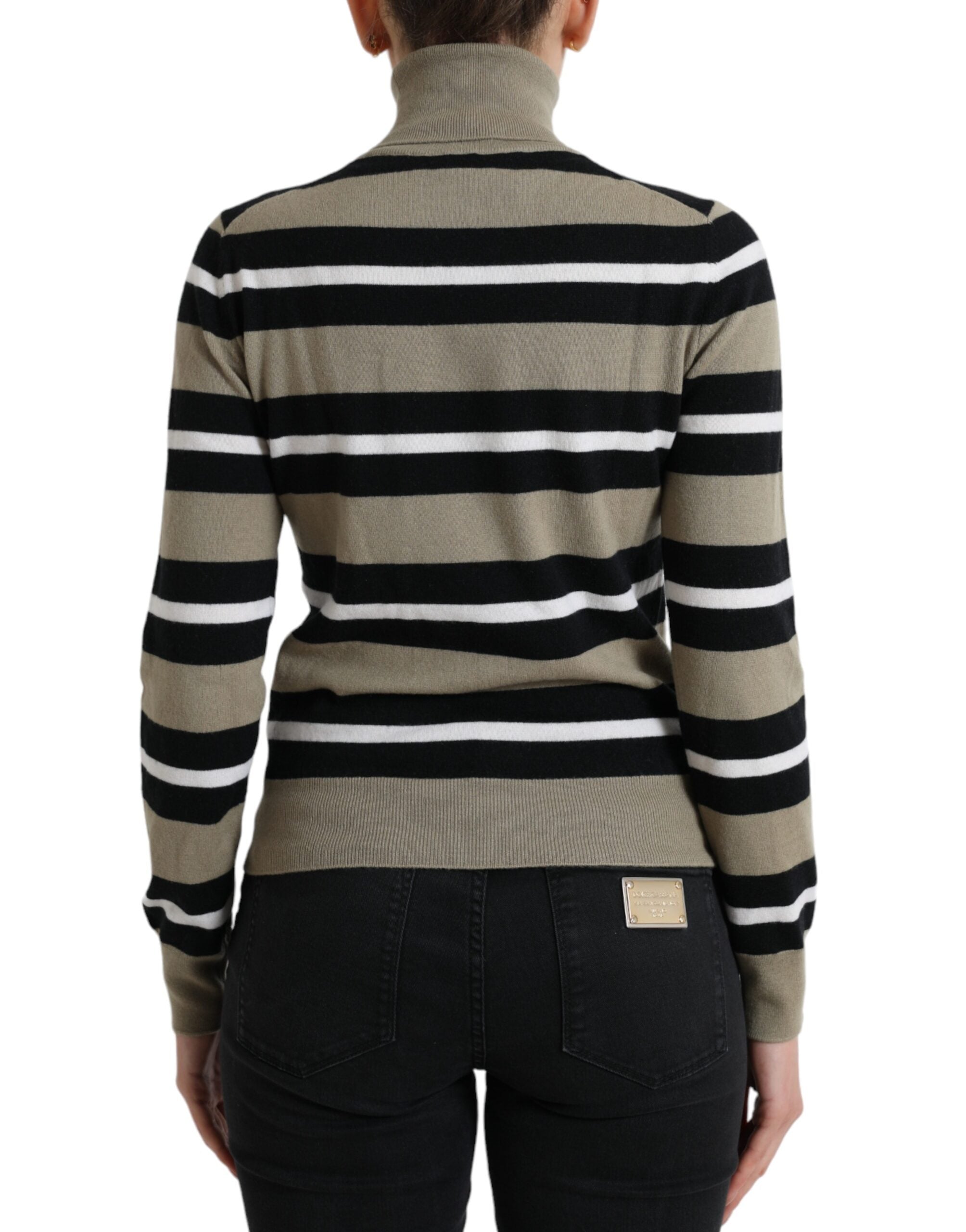 Dolce & Gabbana multicoloured striped logo turtleneck sweater-3