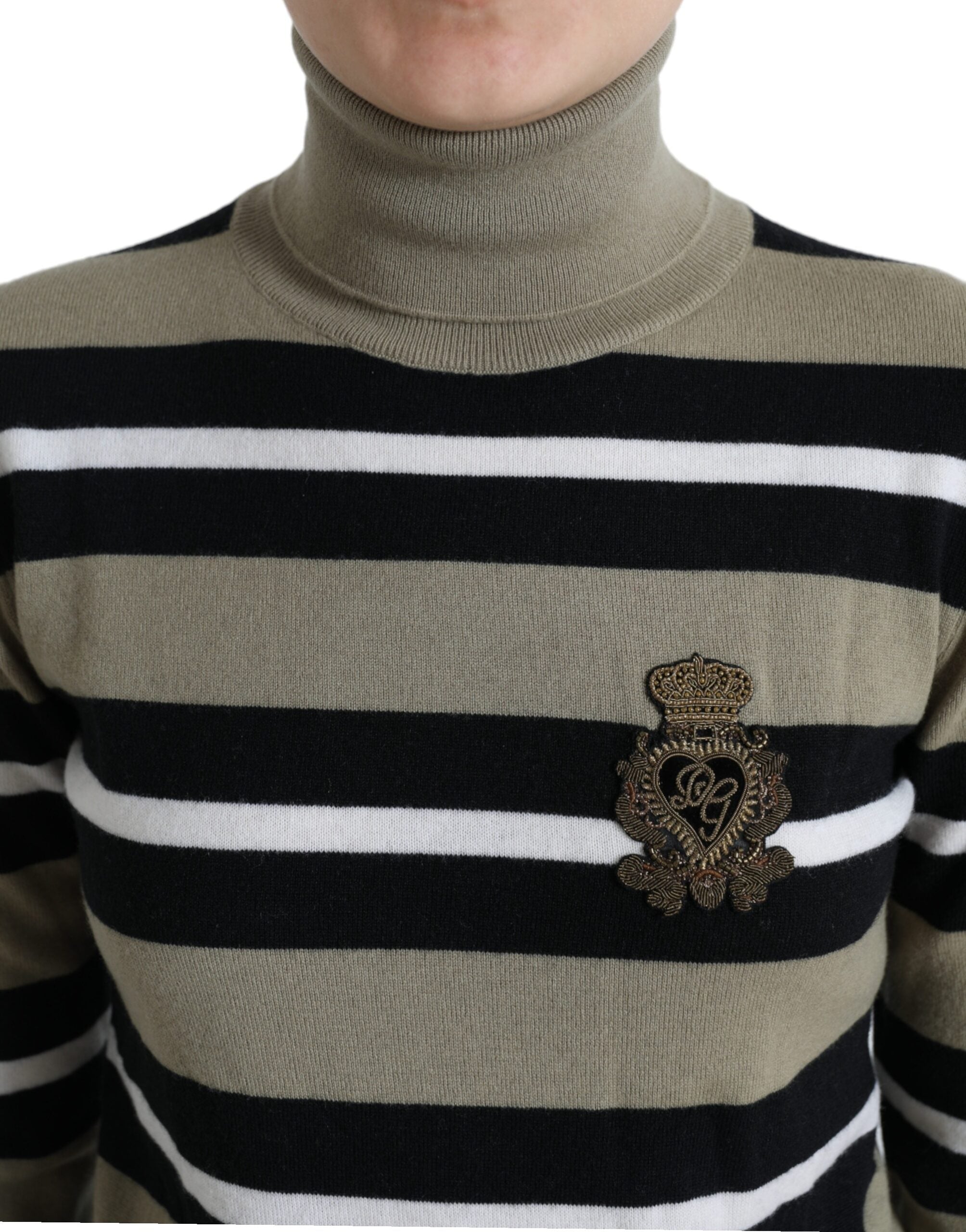 Dolce & Gabbana multicoloured striped logo turtleneck sweater-4