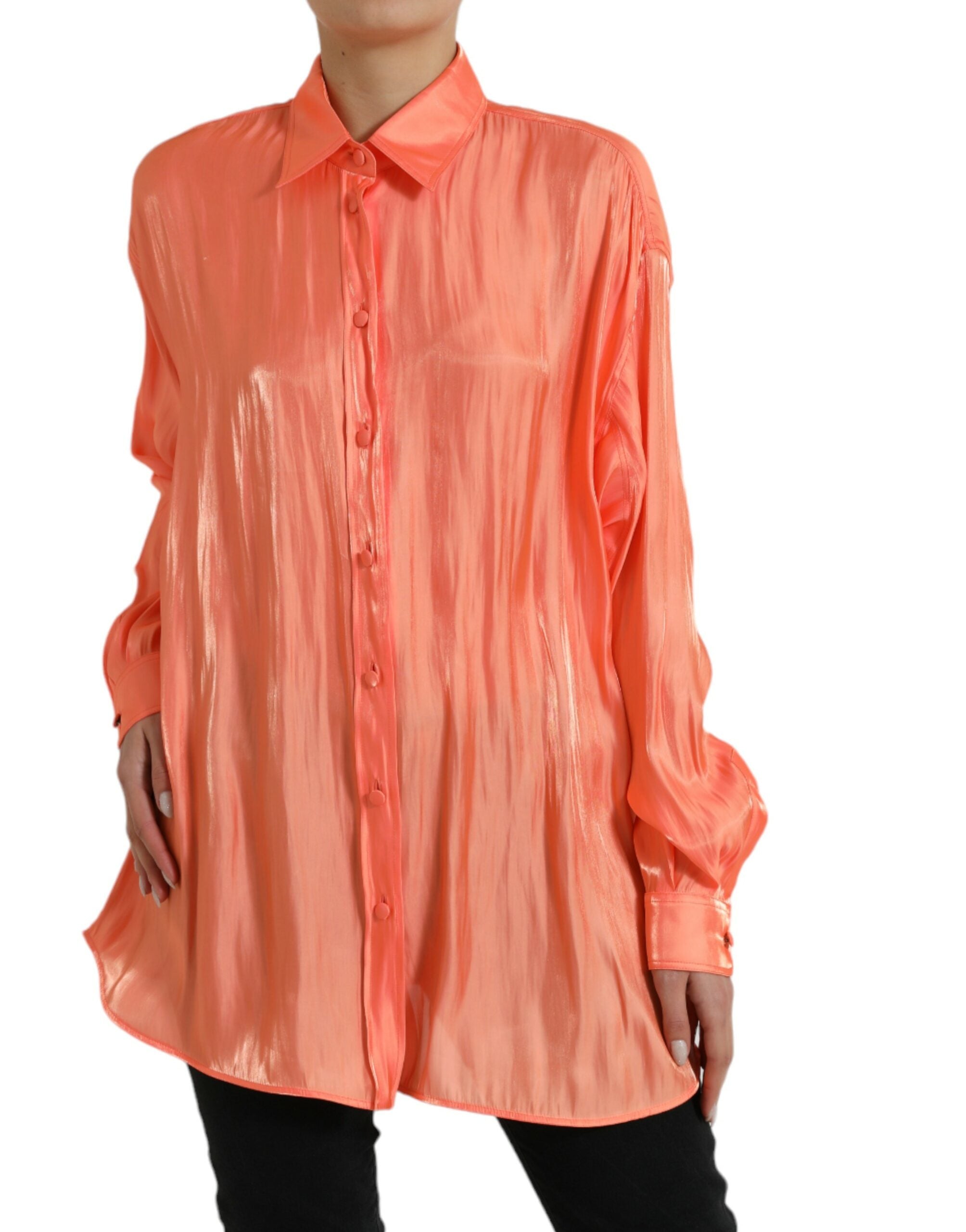 Blusa de manga larga con botones en color melocotón de Dolce & Gabbana-2