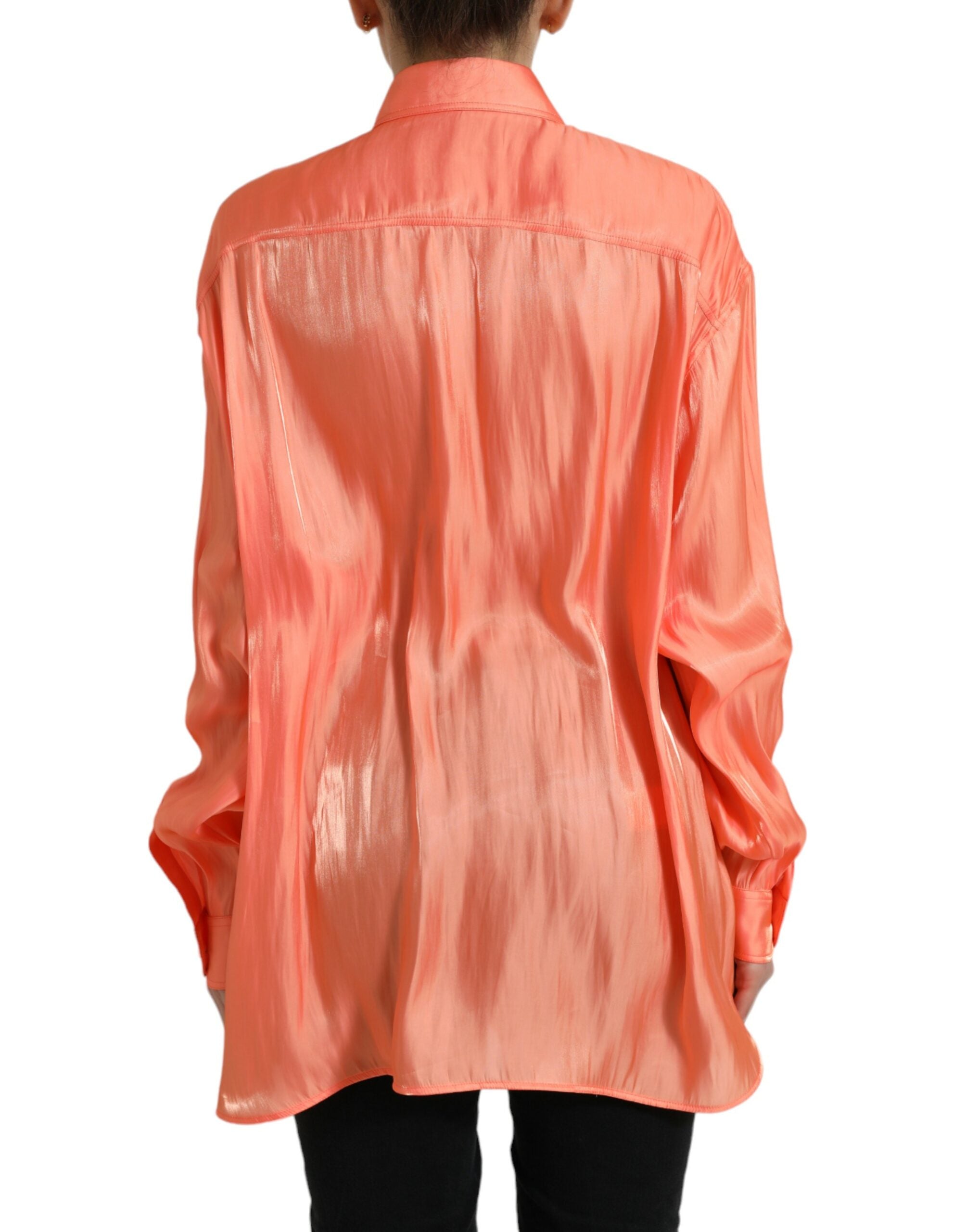 Blusa de manga larga con botones en color melocotón de Dolce & Gabbana-3