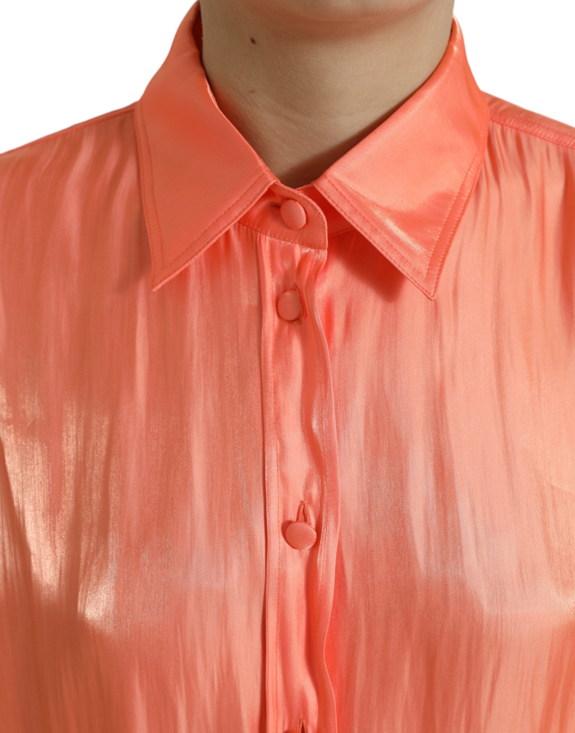 Blusa de manga larga con botones en color melocotón de Dolce & Gabbana-4