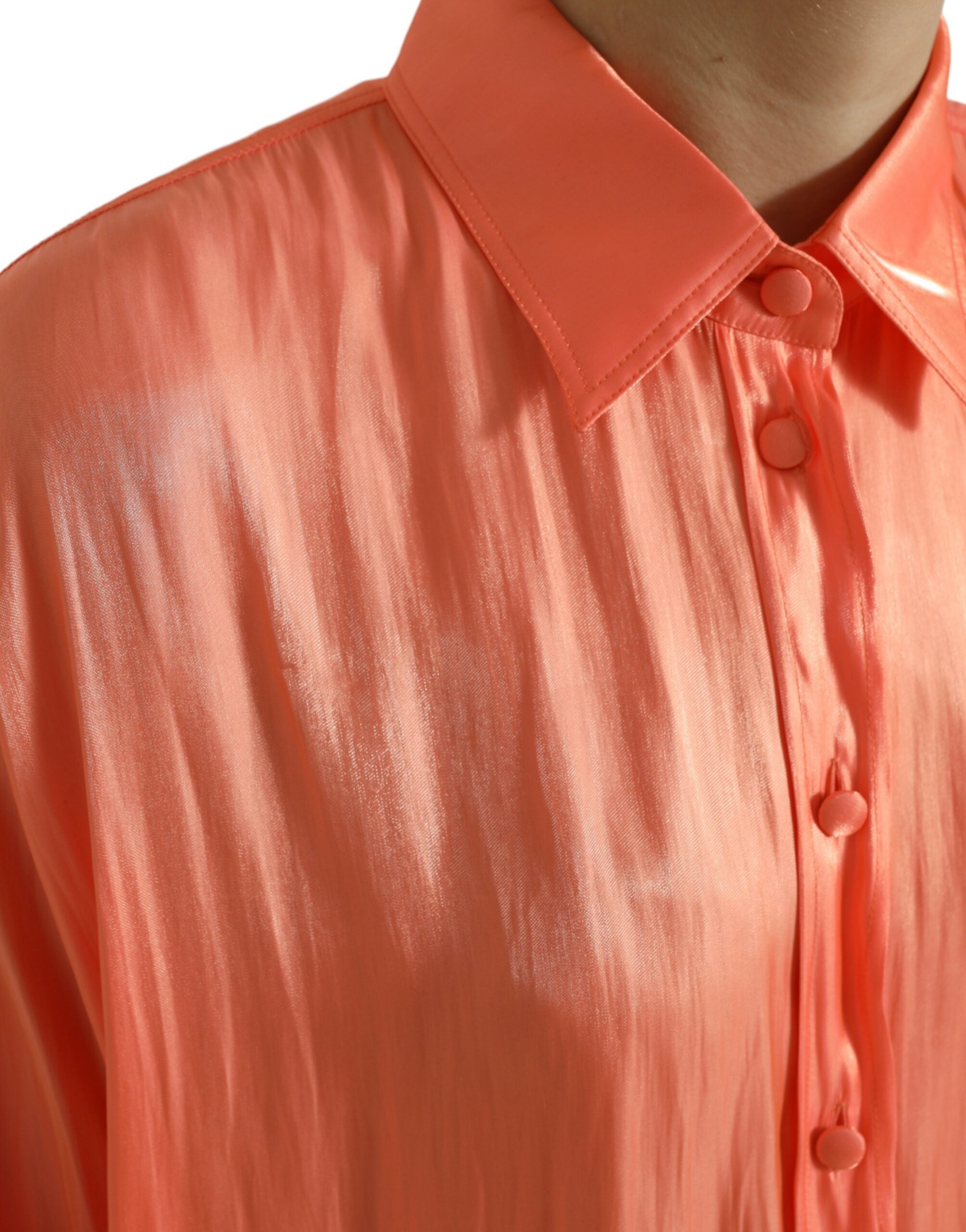 Blusa de manga larga con botones en color melocotón de Dolce & Gabbana-5