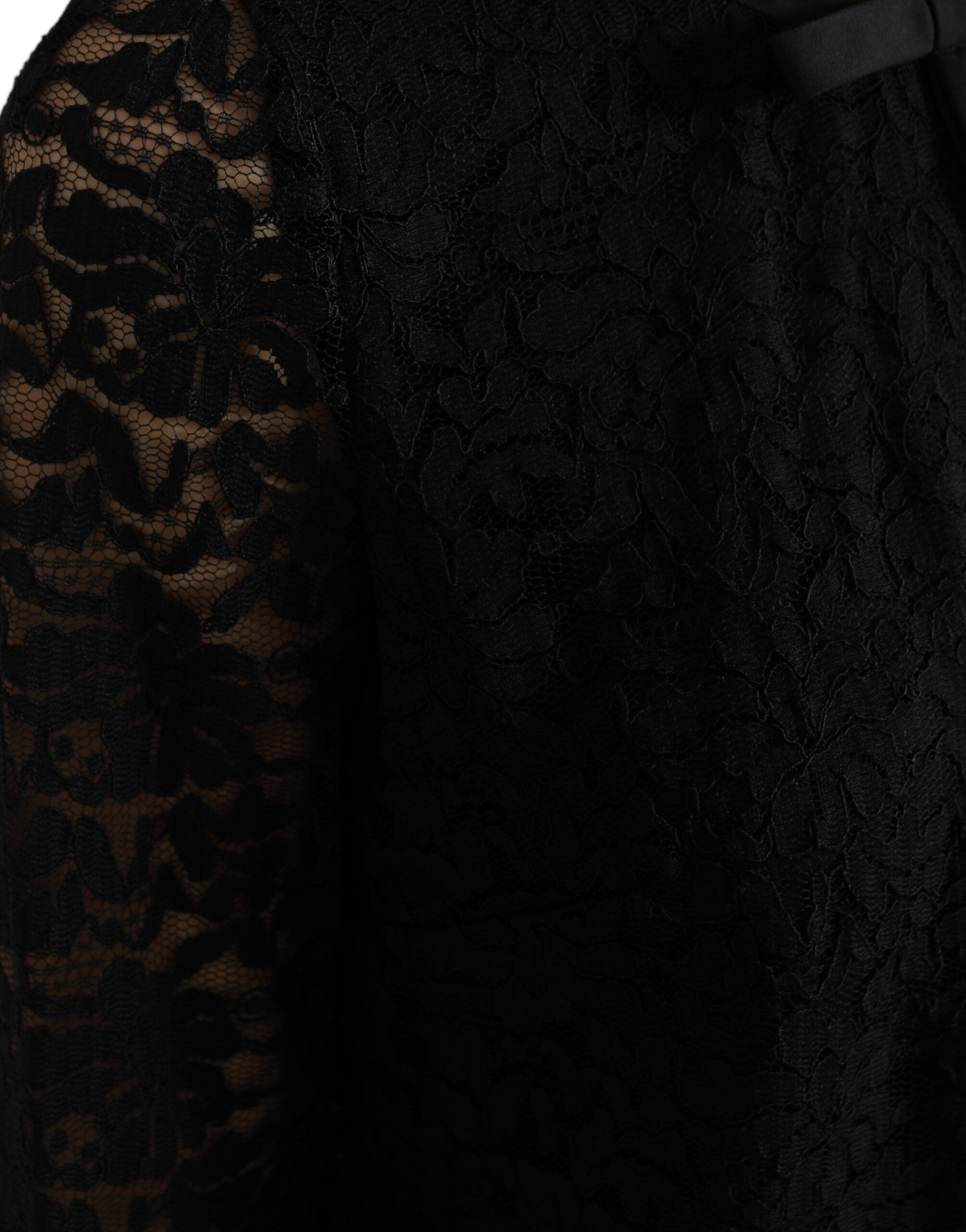 Dolce & Gabbana Schwarzes STAFF Bluse Floral Lace Nylon Top-5