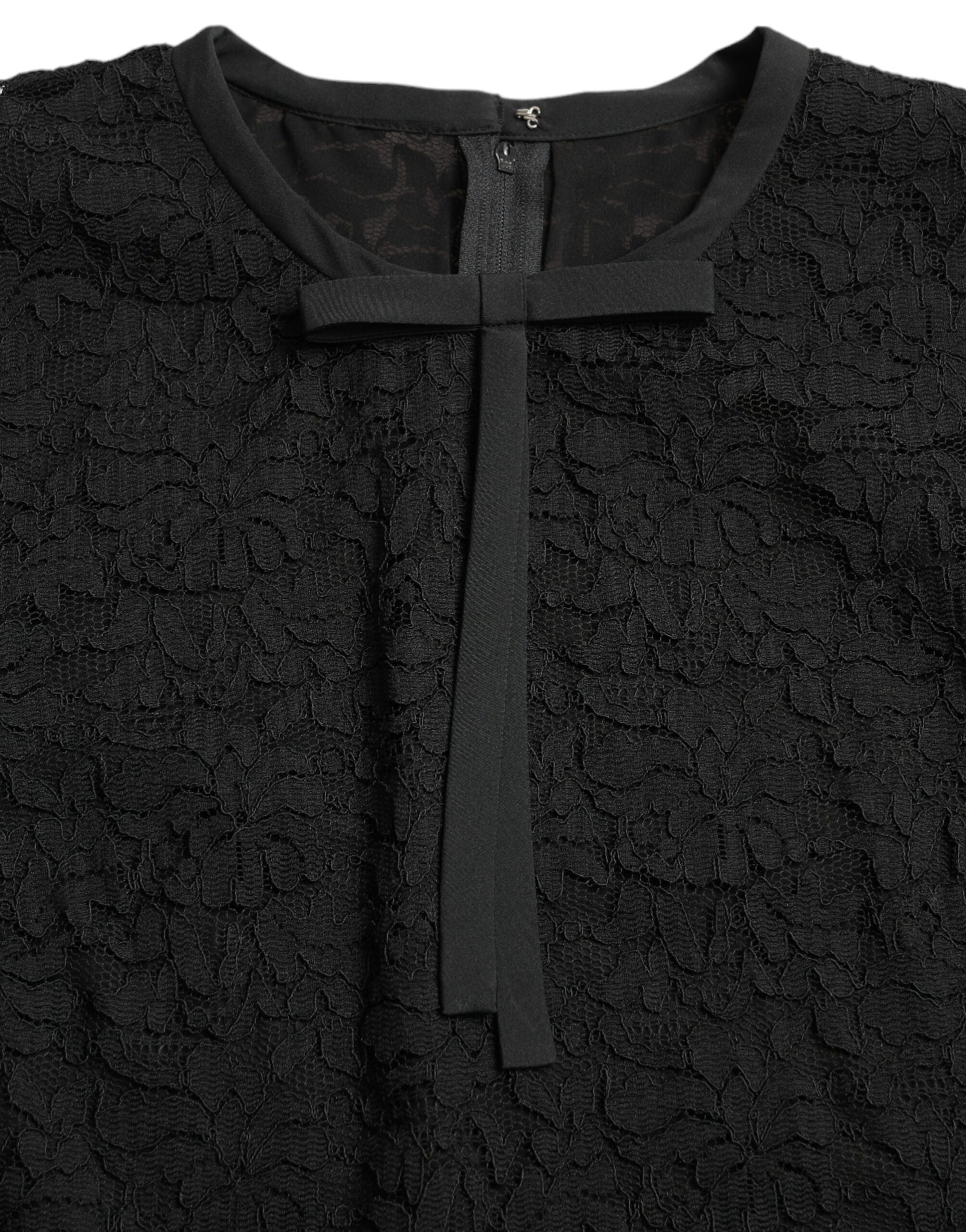 Dolce & Gabbana Schwarzes STAFF Bluse Floral Lace Nylon Top-6