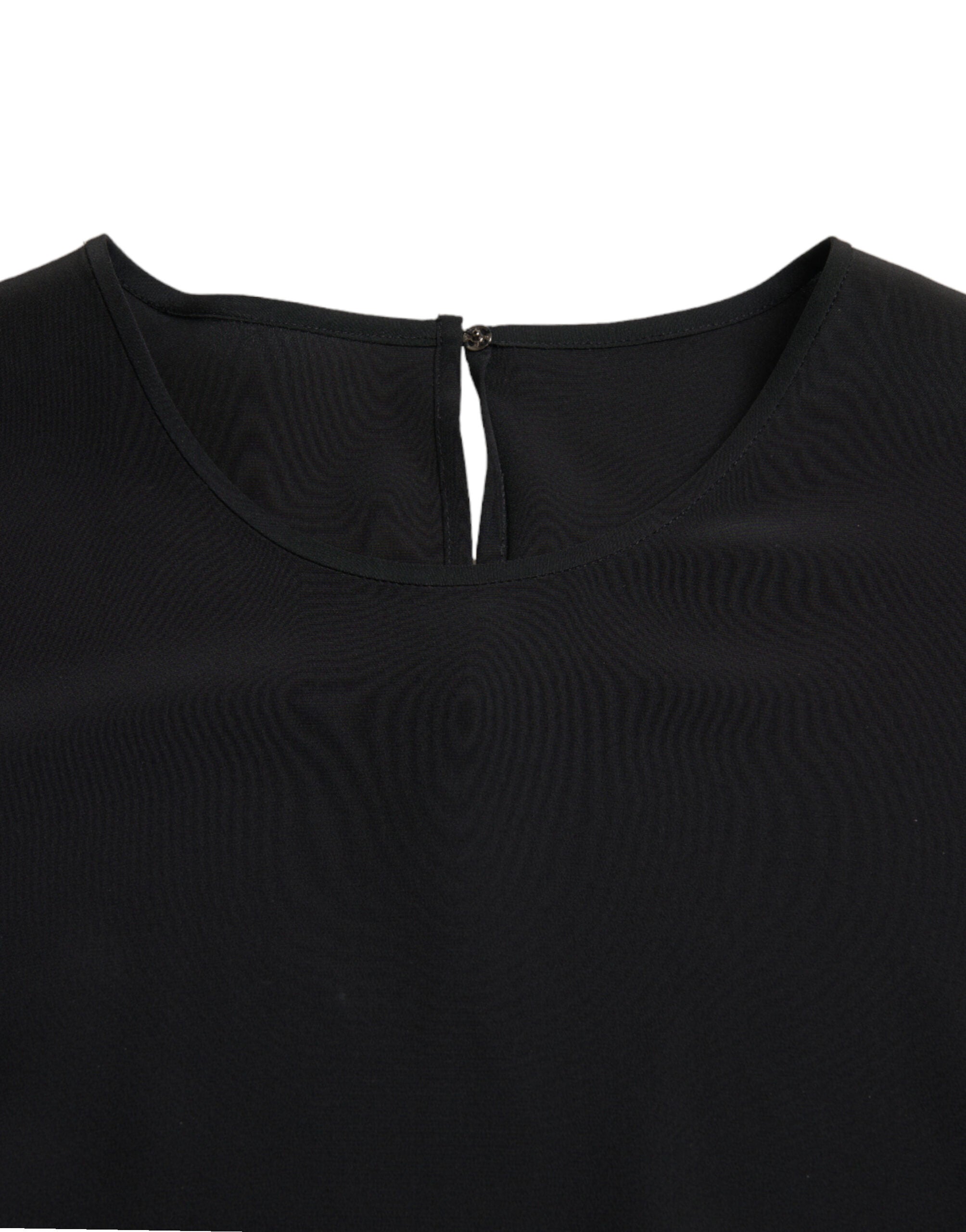 Blusa de seda negra con cuello redondo y manga corta de Dolce & Gabbana-5