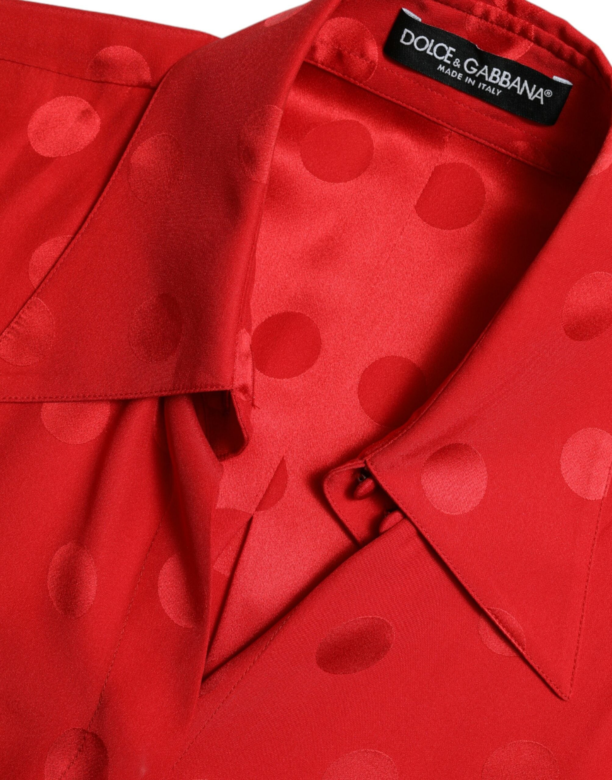 Dolce & Gabbana Red polka dot sleeveless blouse top with collar-6