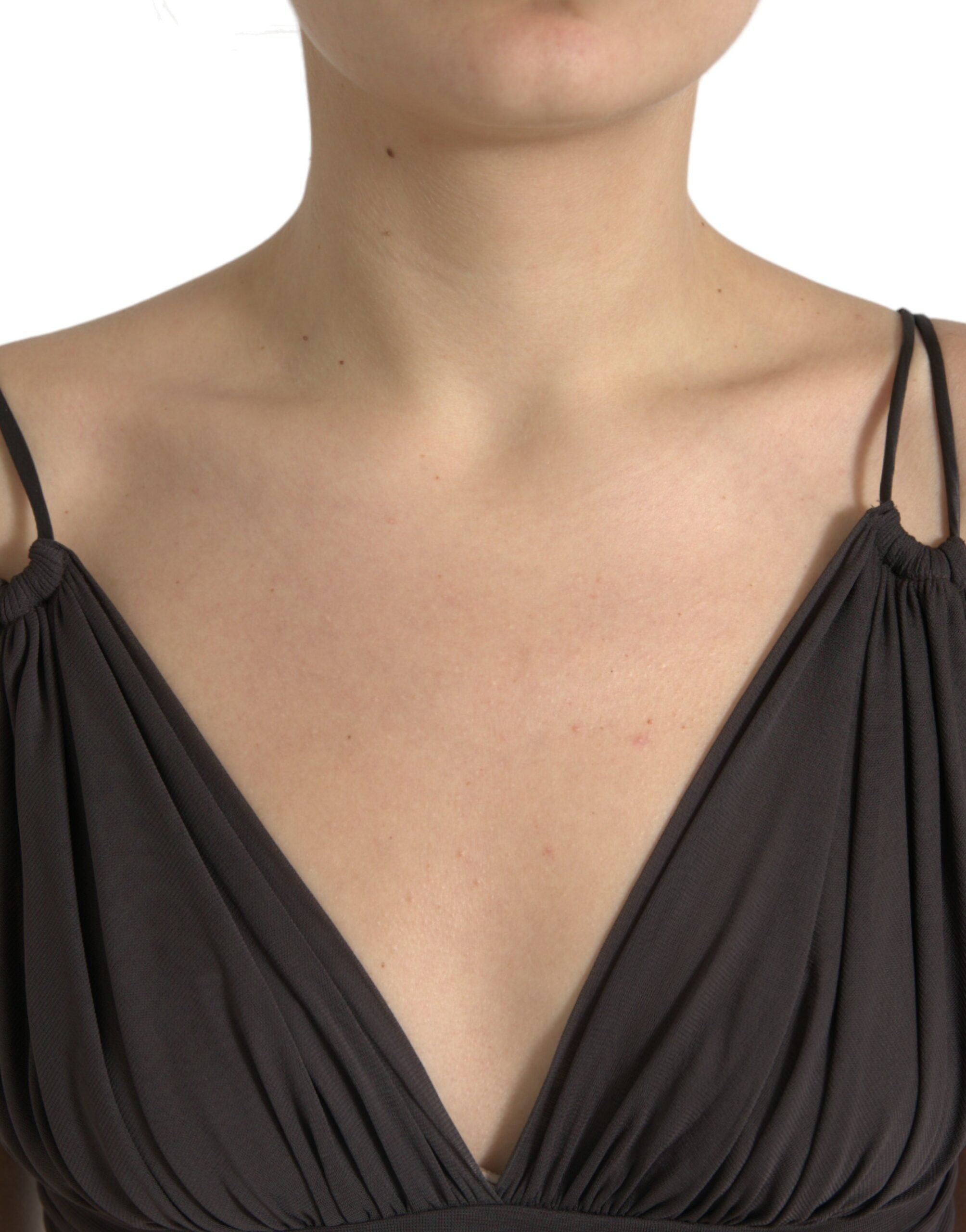 Dolce & Gabbana Brown Viscose Tank Top with Deep V-Neck-4