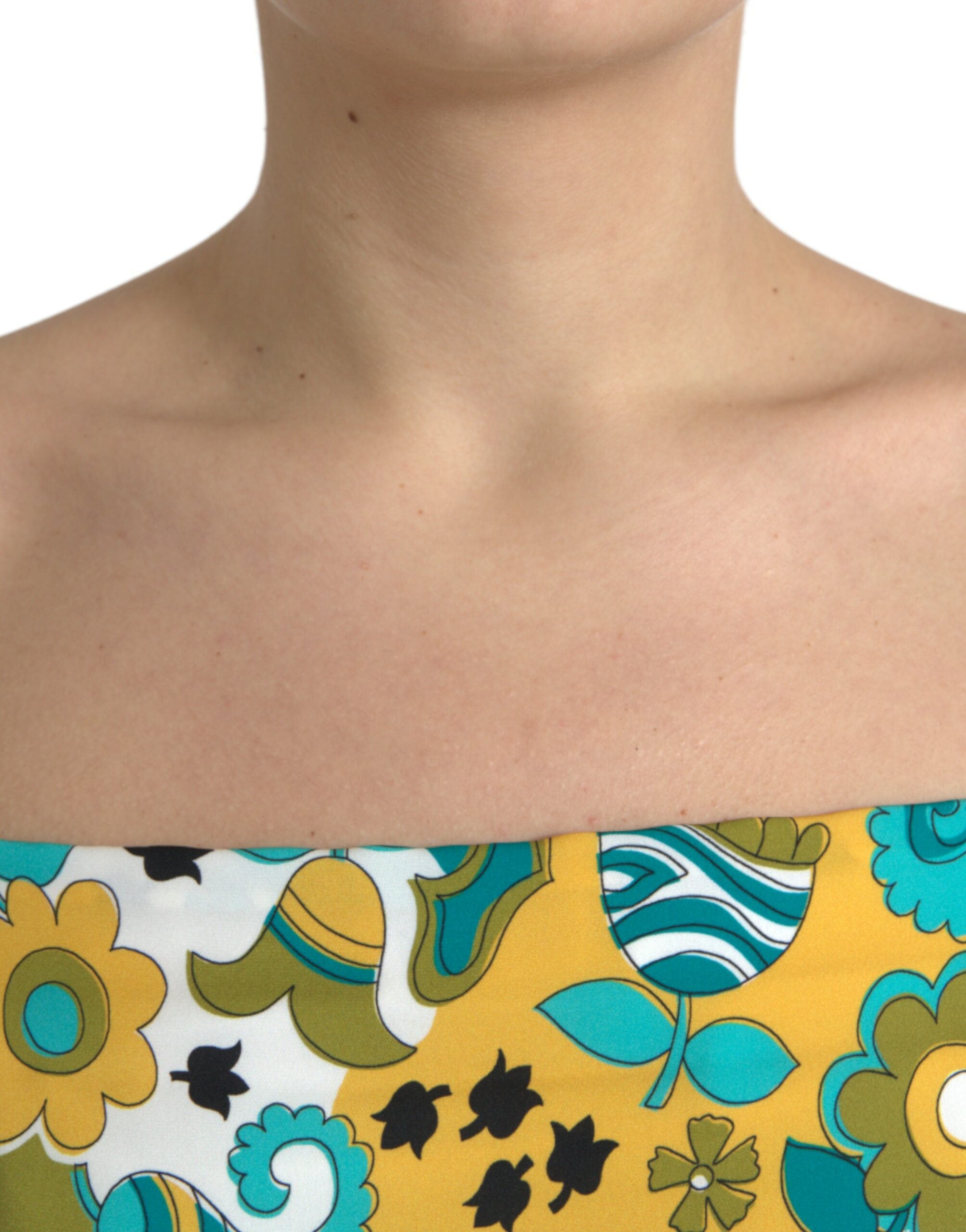 Top corto sin mangas con estampado floral multicolor de Dolce & Gabbana-4