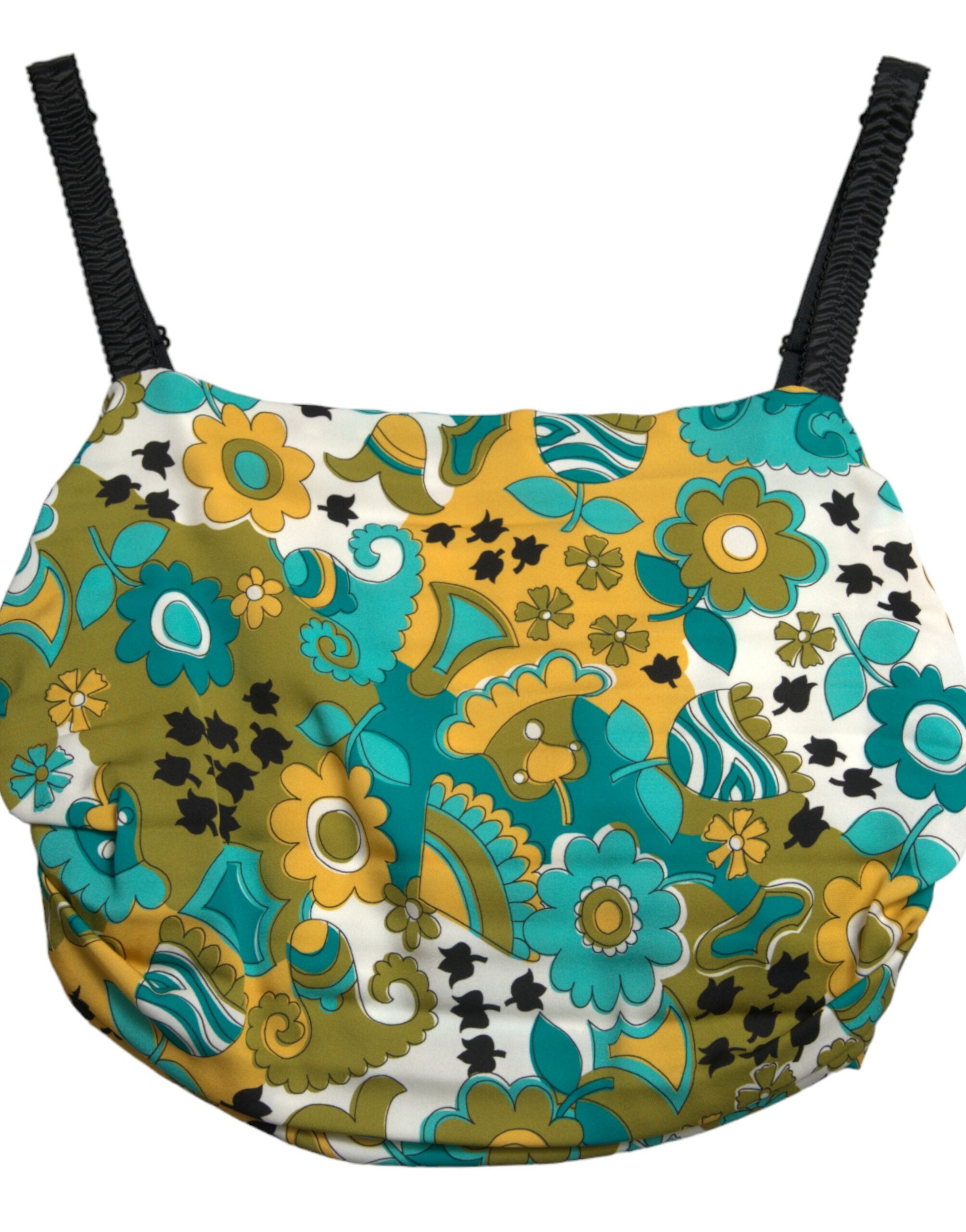 Top corto sin mangas con estampado floral multicolor de Dolce & Gabbana-6