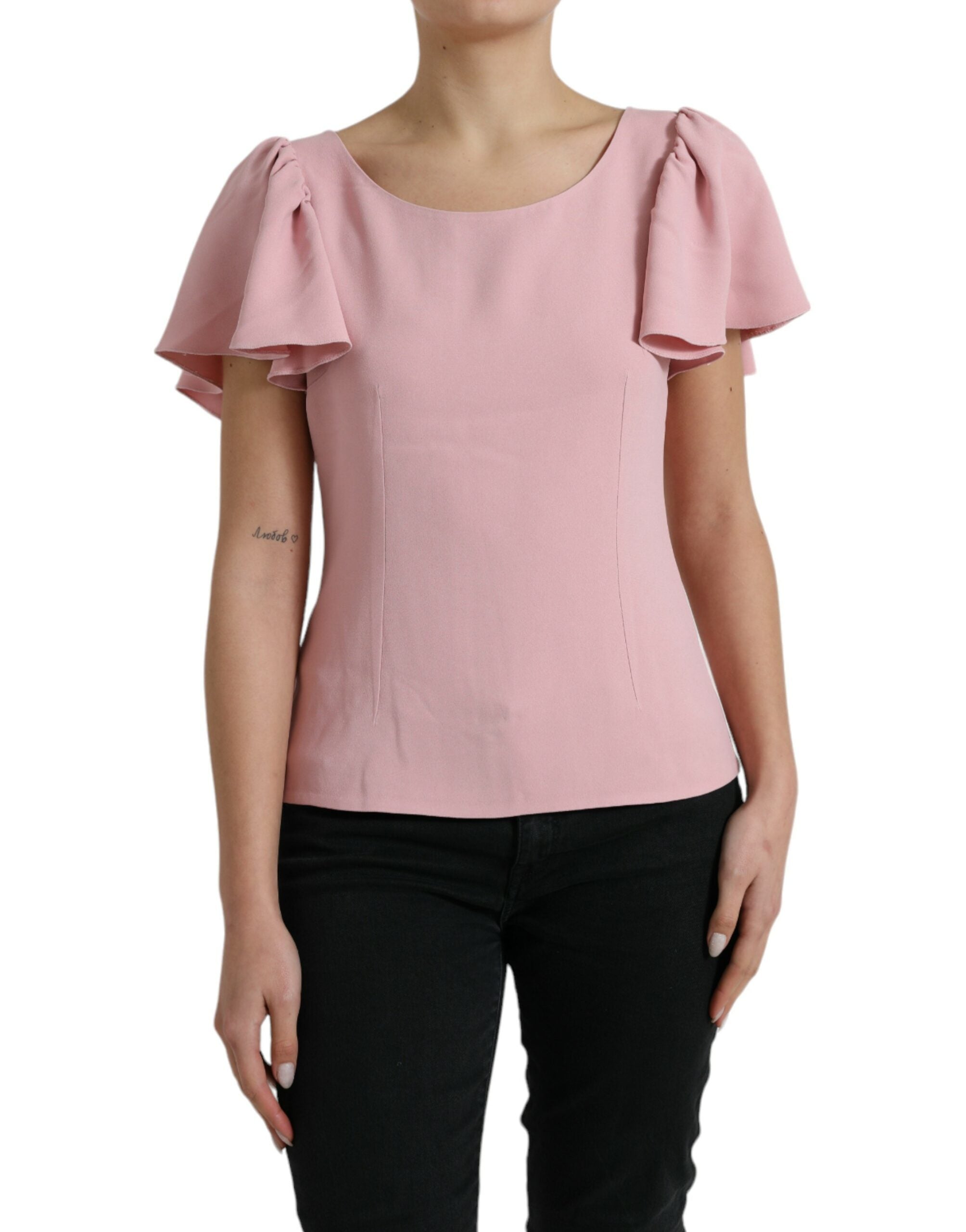 Dolce & Gabbana Rosa Kurzarm Rundhalsausschnitt Blusentop-1