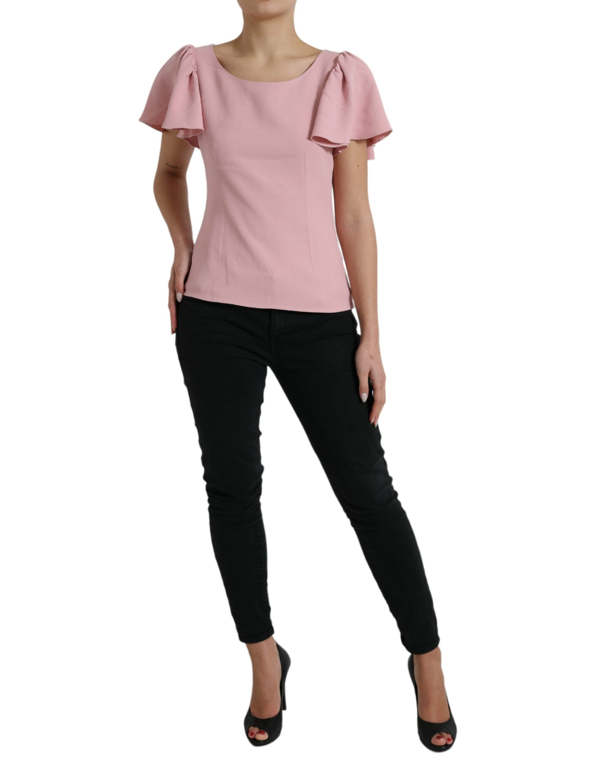 Dolce & Gabbana Rosa Kurzarm Rundhalsausschnitt Blusentop-2