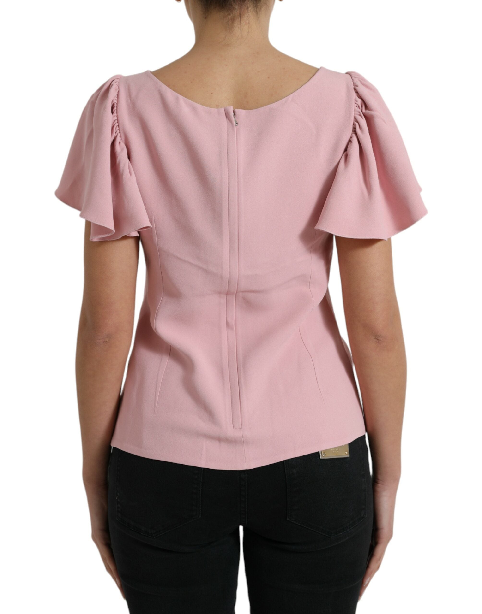 Dolce & Gabbana Rosa Kurzarm Rundhalsausschnitt Blusentop-3