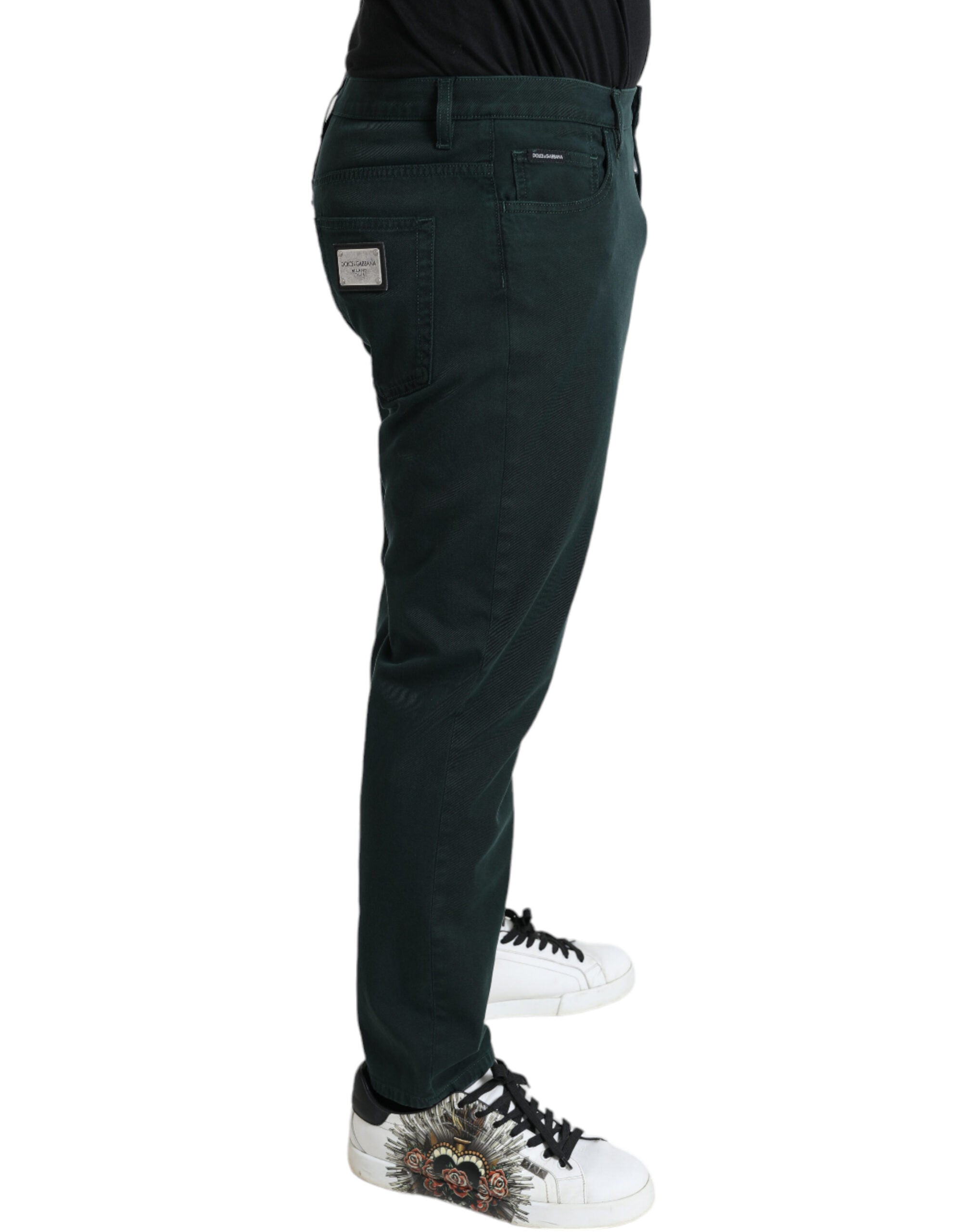 Dolce & Gabbana Green Cotton Stretch Skinny Denim Jeans for Men-3