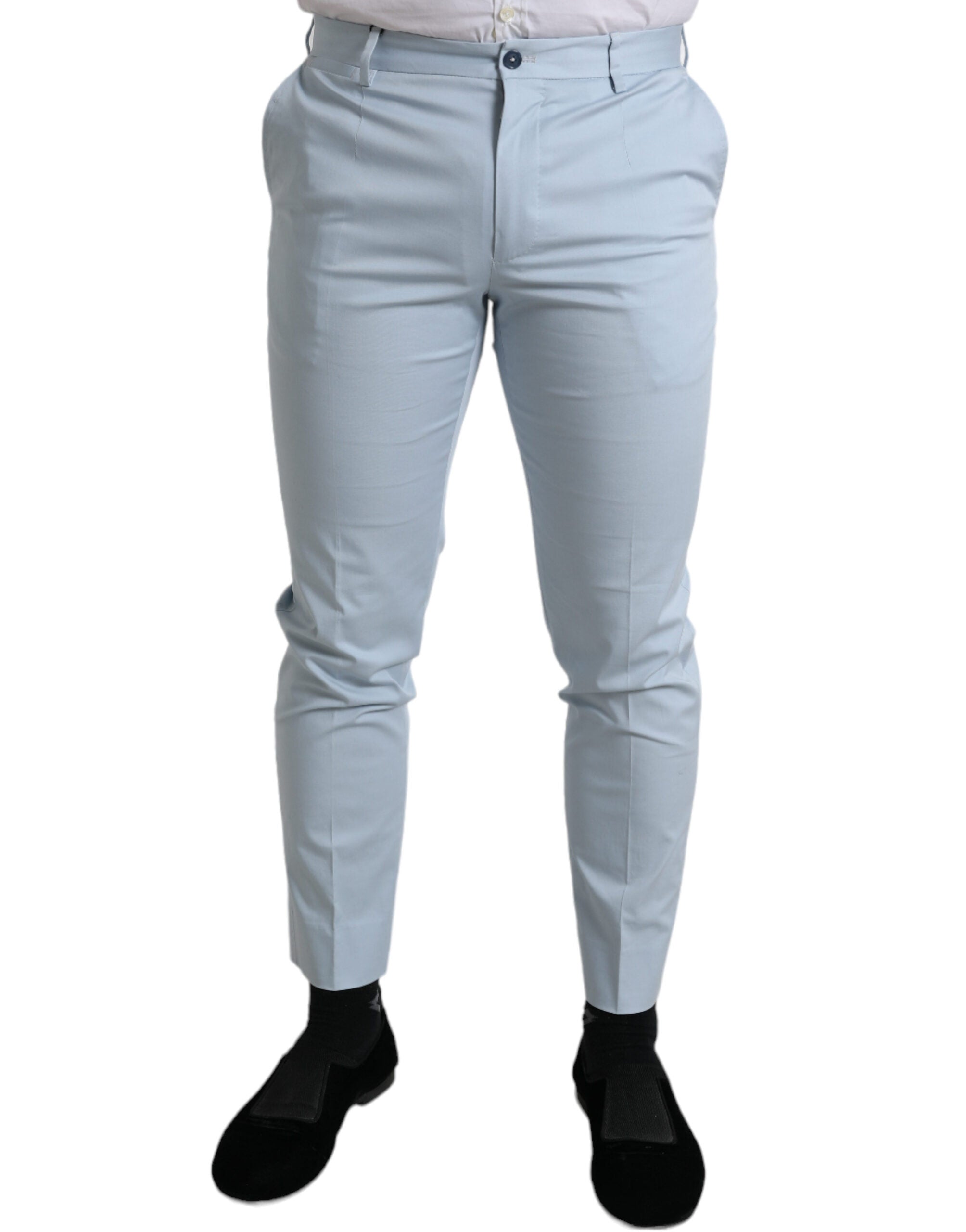 Dolce & Gabbana Sky Blue Cotton Stretch Skinny Trousers-1