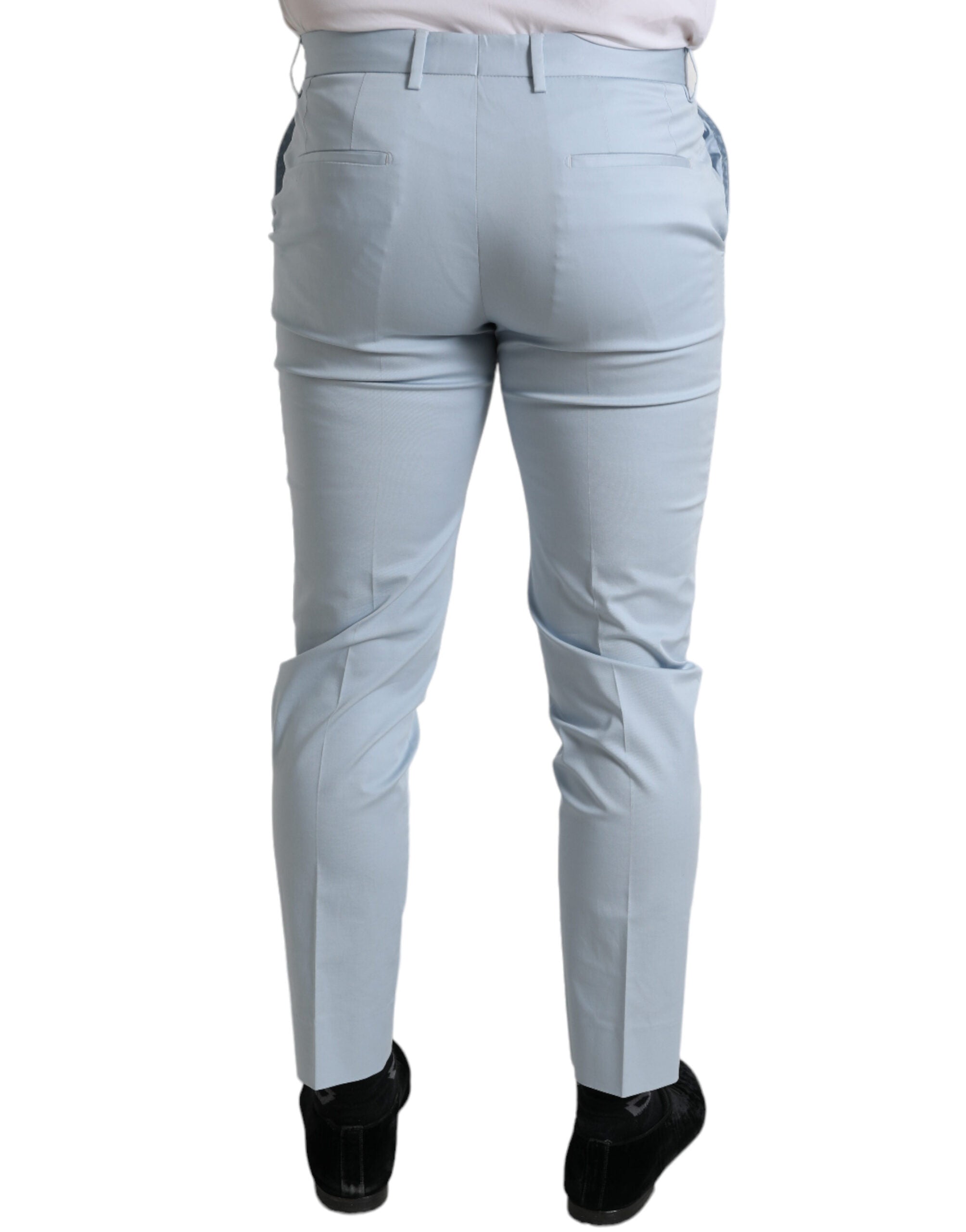 Dolce & Gabbana Sky Blue Cotton Stretch Skinny Trousers-2