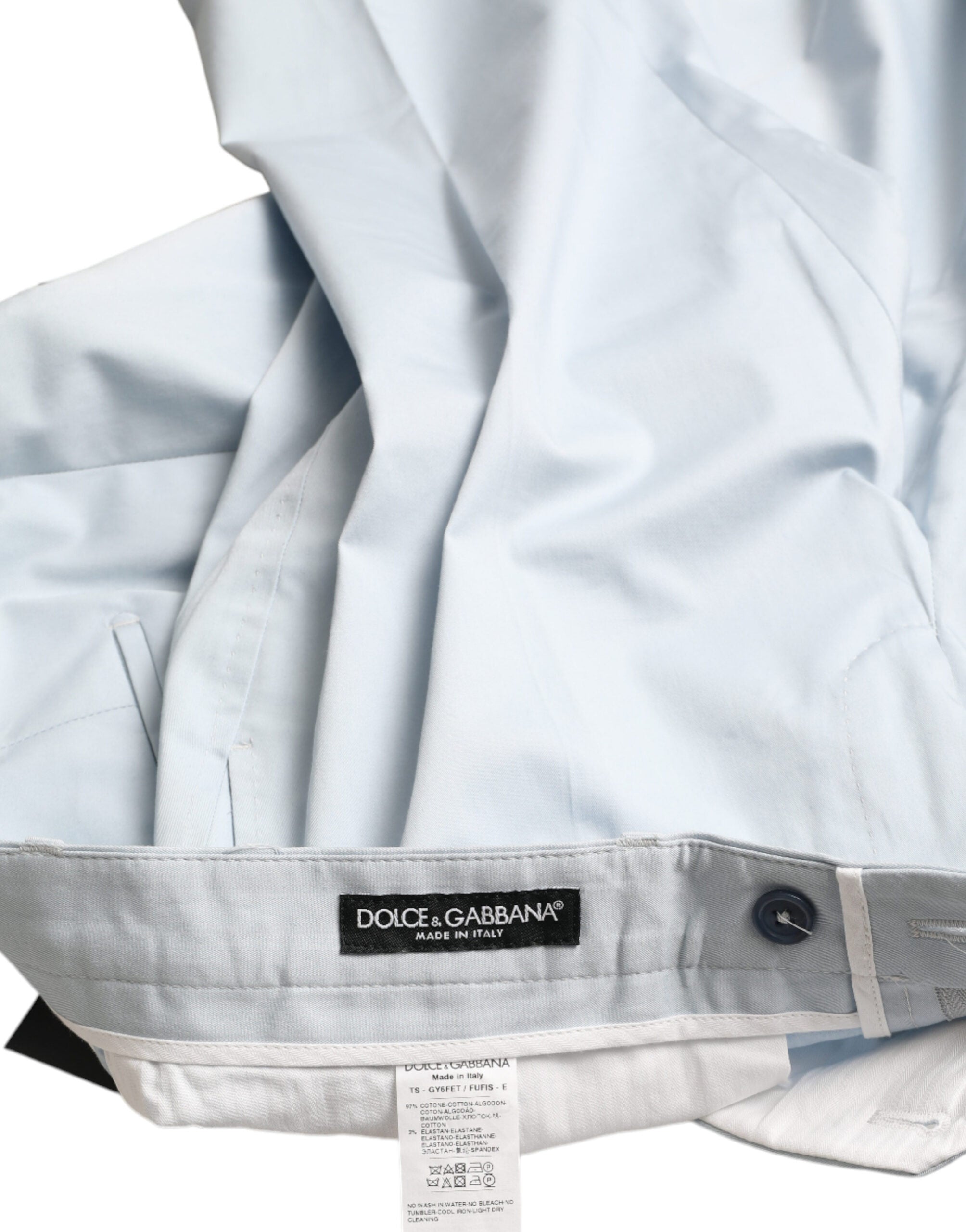 Dolce & Gabbana Sky Blue Cotton Stretch Skinny Trousers-3