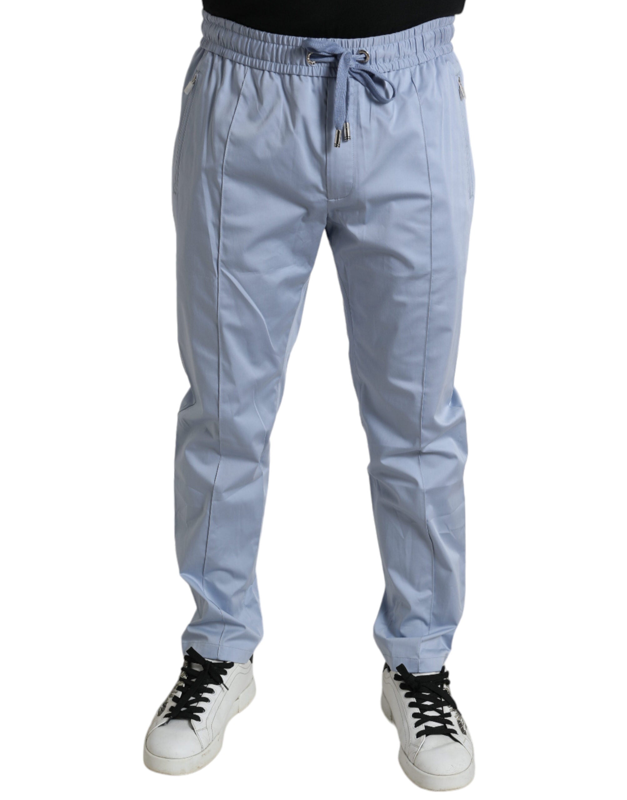 Dolce & Gabbana Light Blue Cotton Stretch Joggers-1