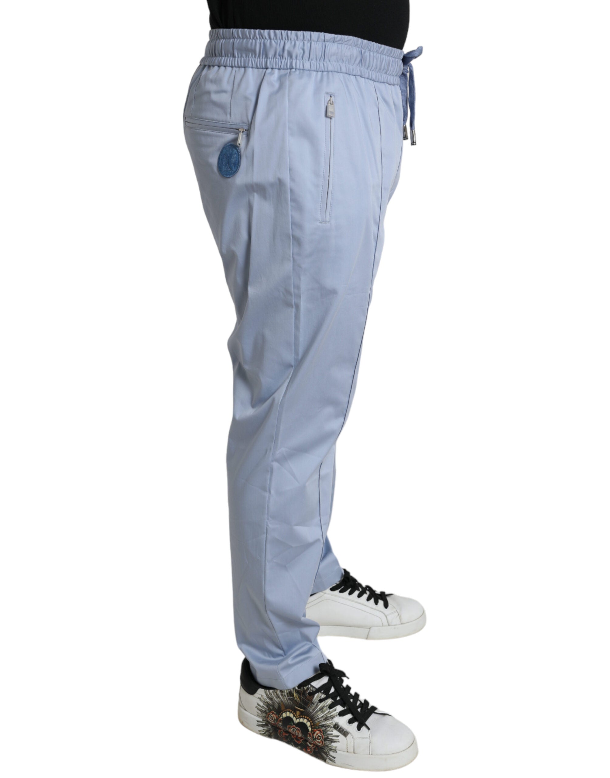 Dolce & Gabbana Light Blue Cotton Stretch Joggers-3