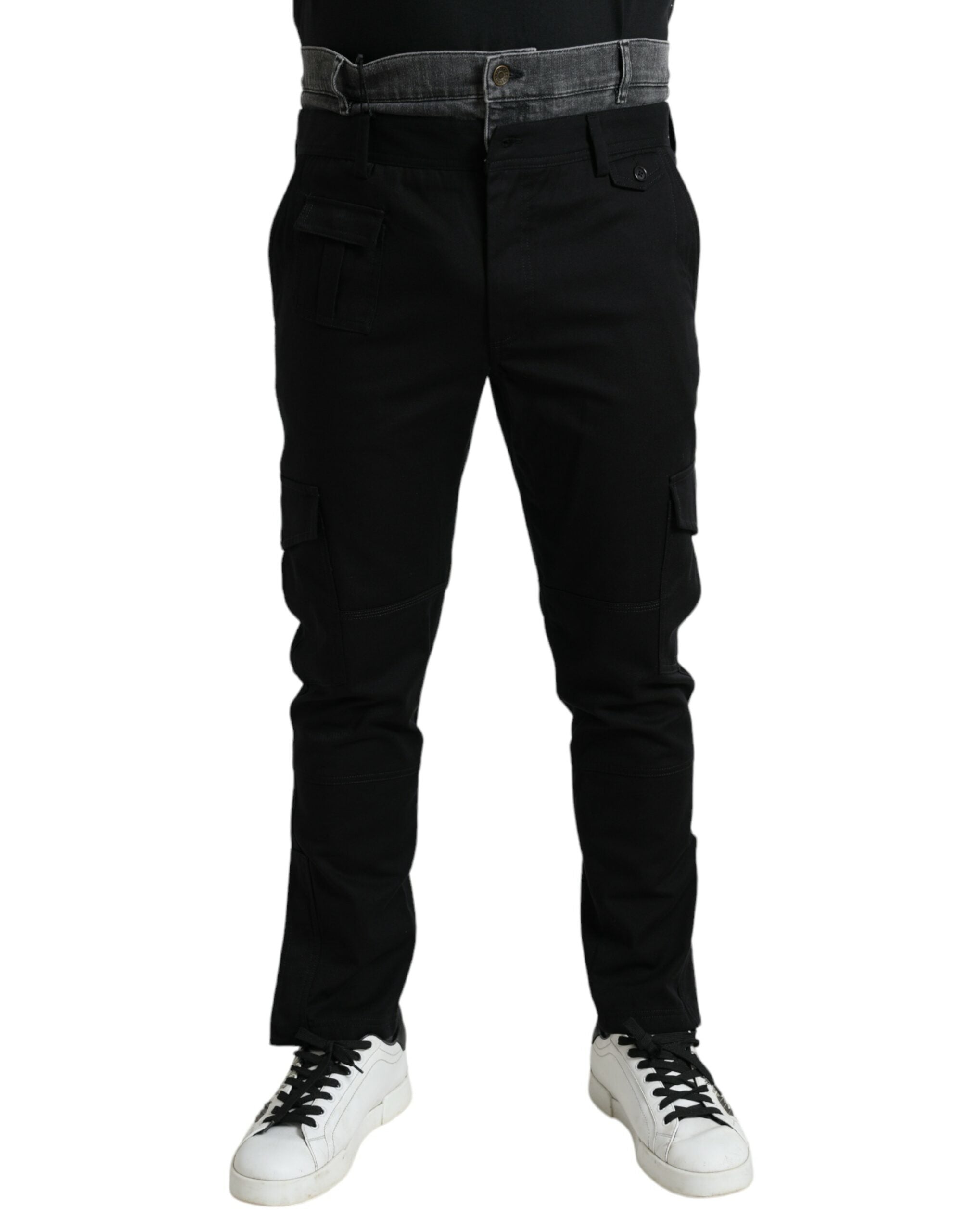 Dolce & Gabbana Black Grey Slim Cotton Denim Jeans