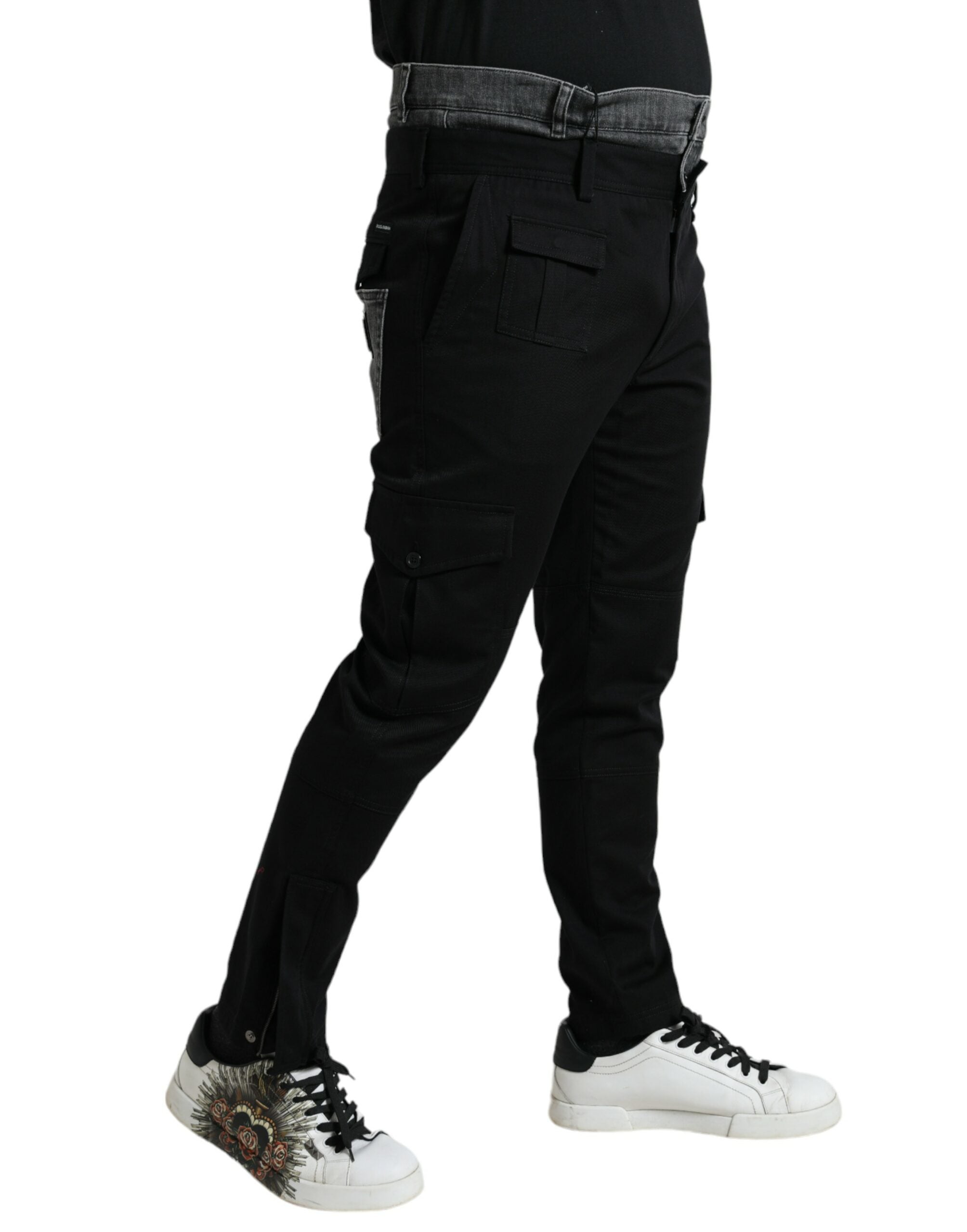 Dolce & Gabbana Black Grey Slim Cotton Denim Jeans-2