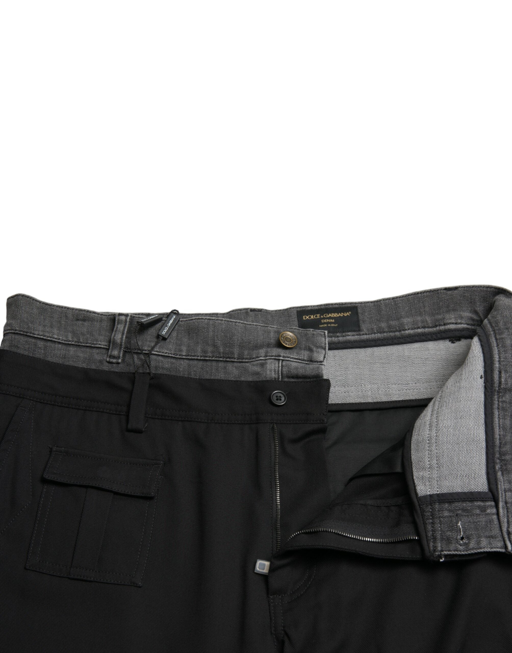 Dolce & Gabbana Black Grey Slim Cotton Denim Jeans-5