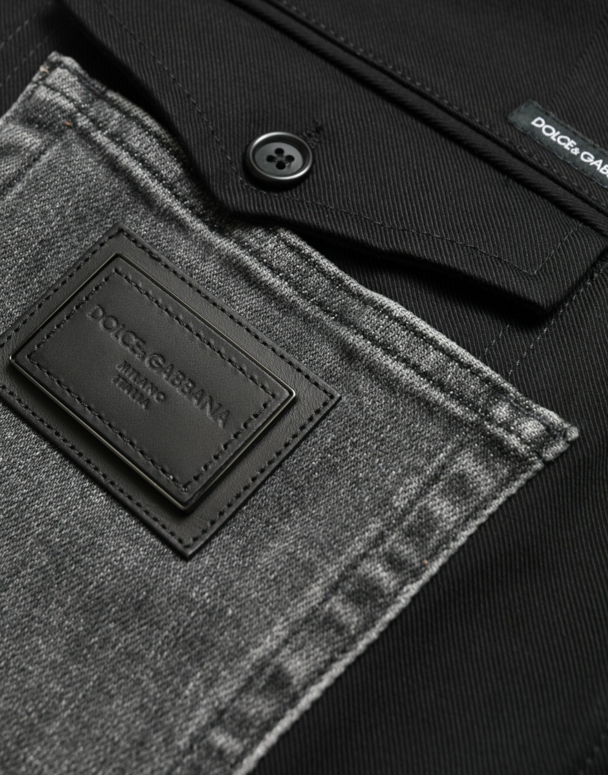 Dolce & Gabbana Black Grey Slim Cotton Denim Jeans-6