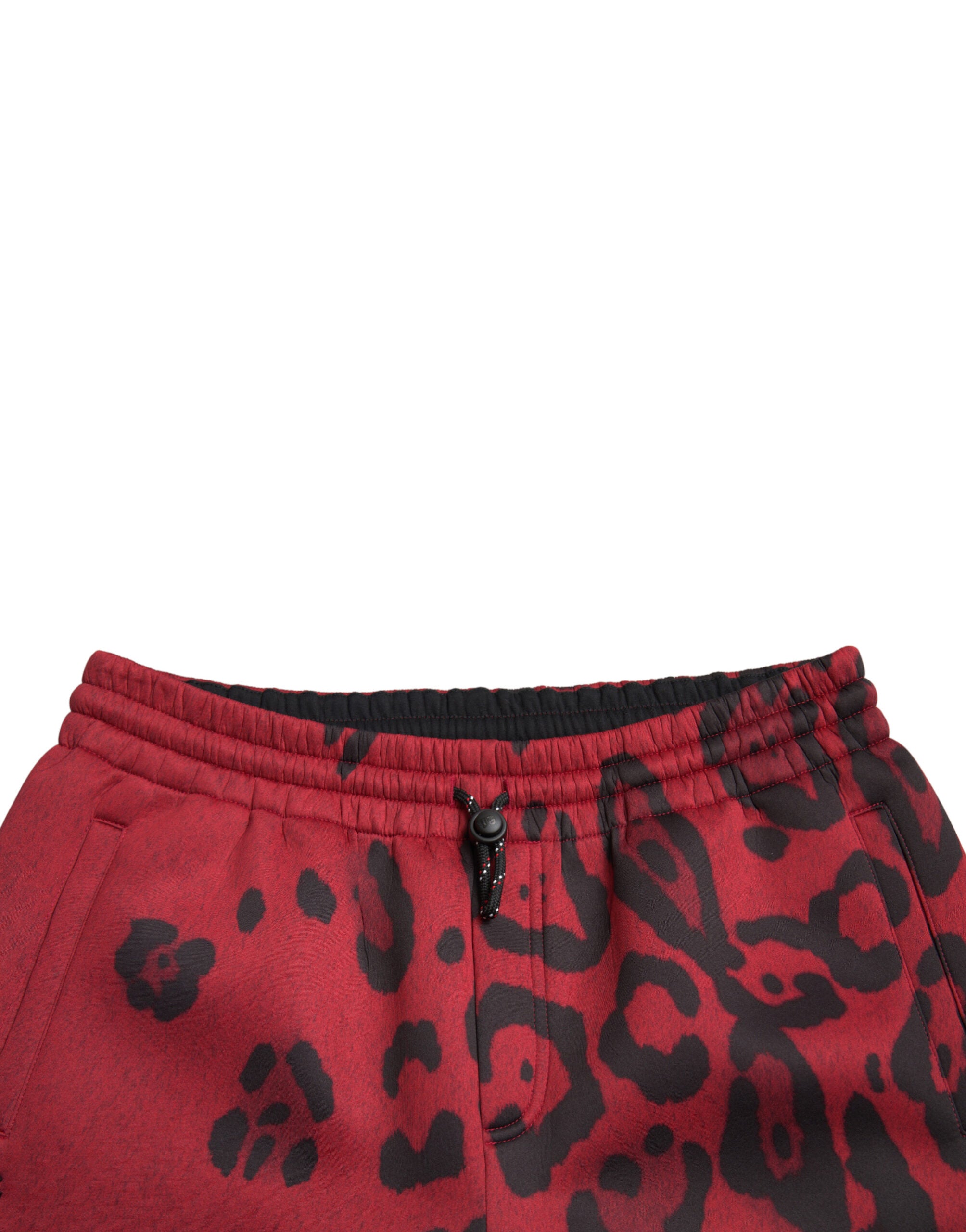 Dolce & Gabbana Red and Black Leopard Stretch Jogger Pants-5