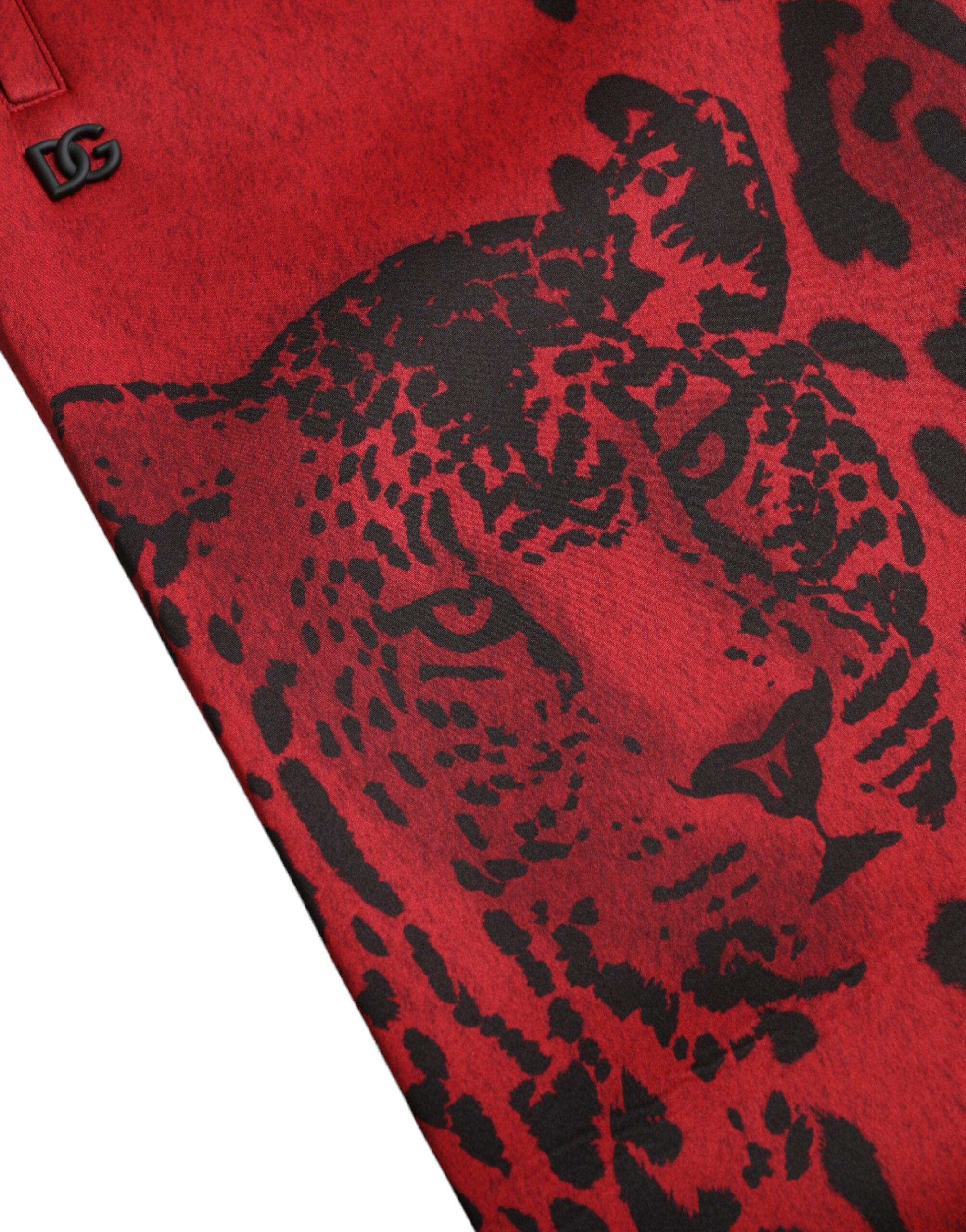 Dolce & Gabbana Red and Black Leopard Stretch Jogger Pants-6