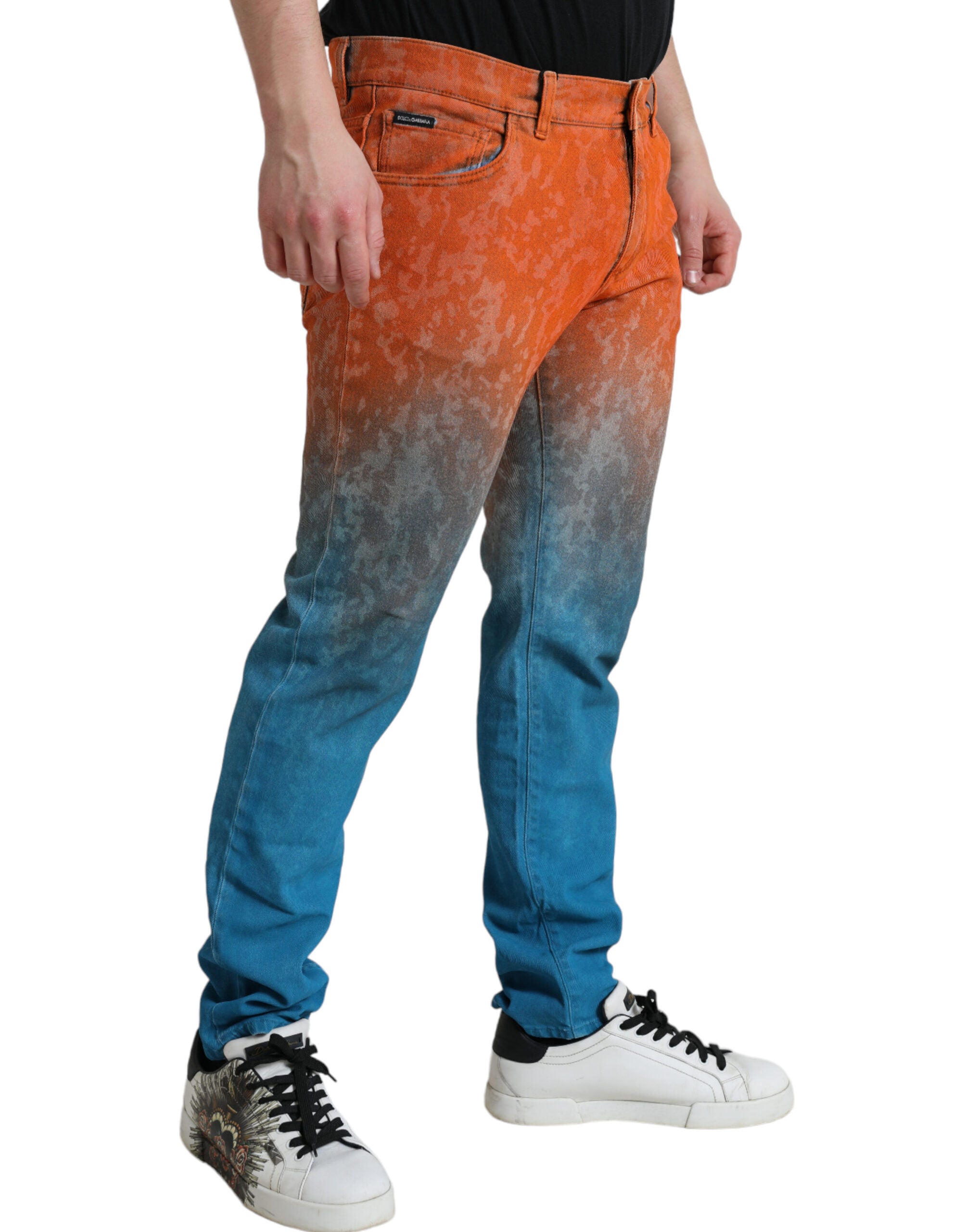 Dolce & Gabbana Multicolor Ombre Cotton Slim Fit Denim Jeans-3