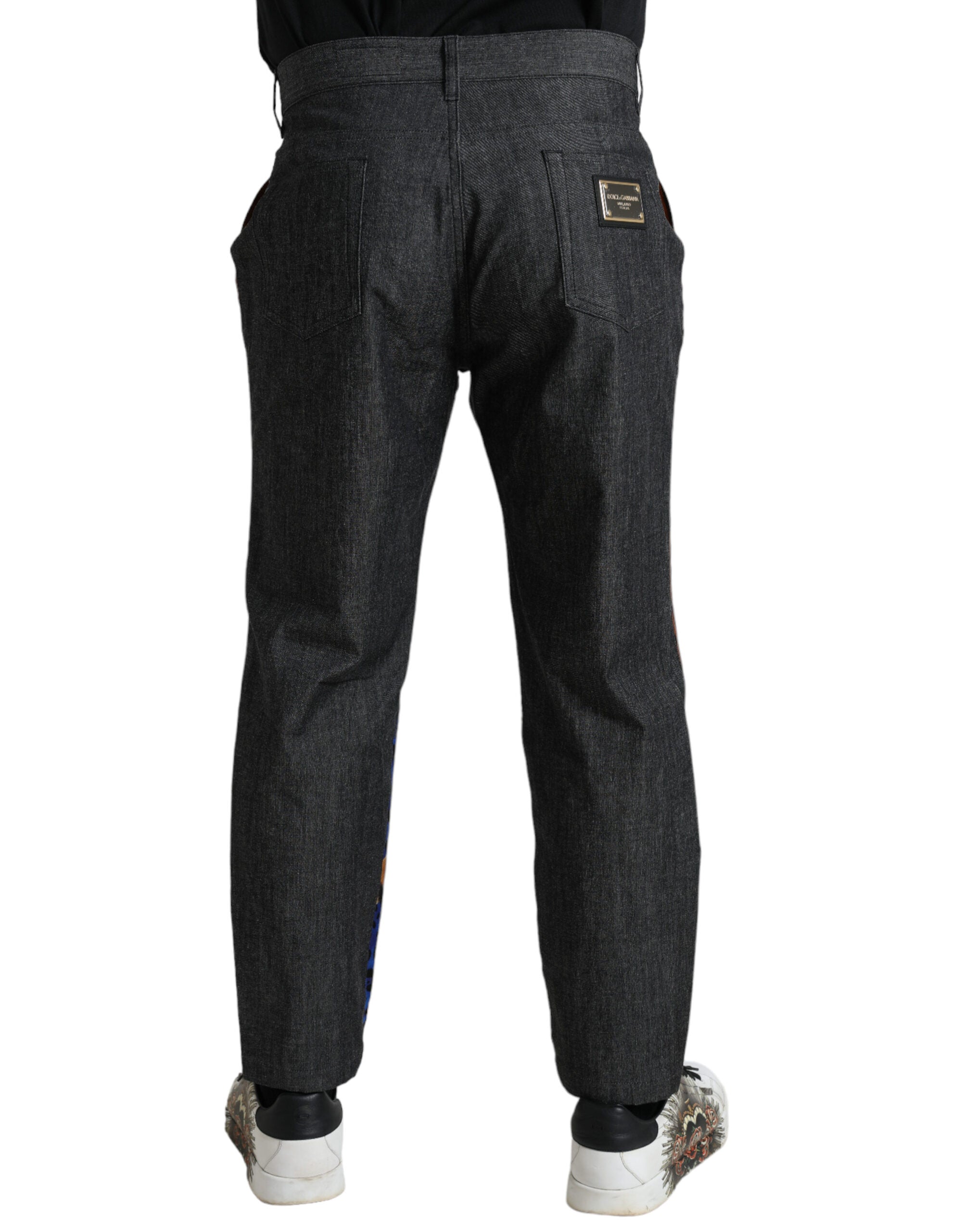Dolce & Gabbana Multicolor Tiger Cotton Loose Denim Jeans-2