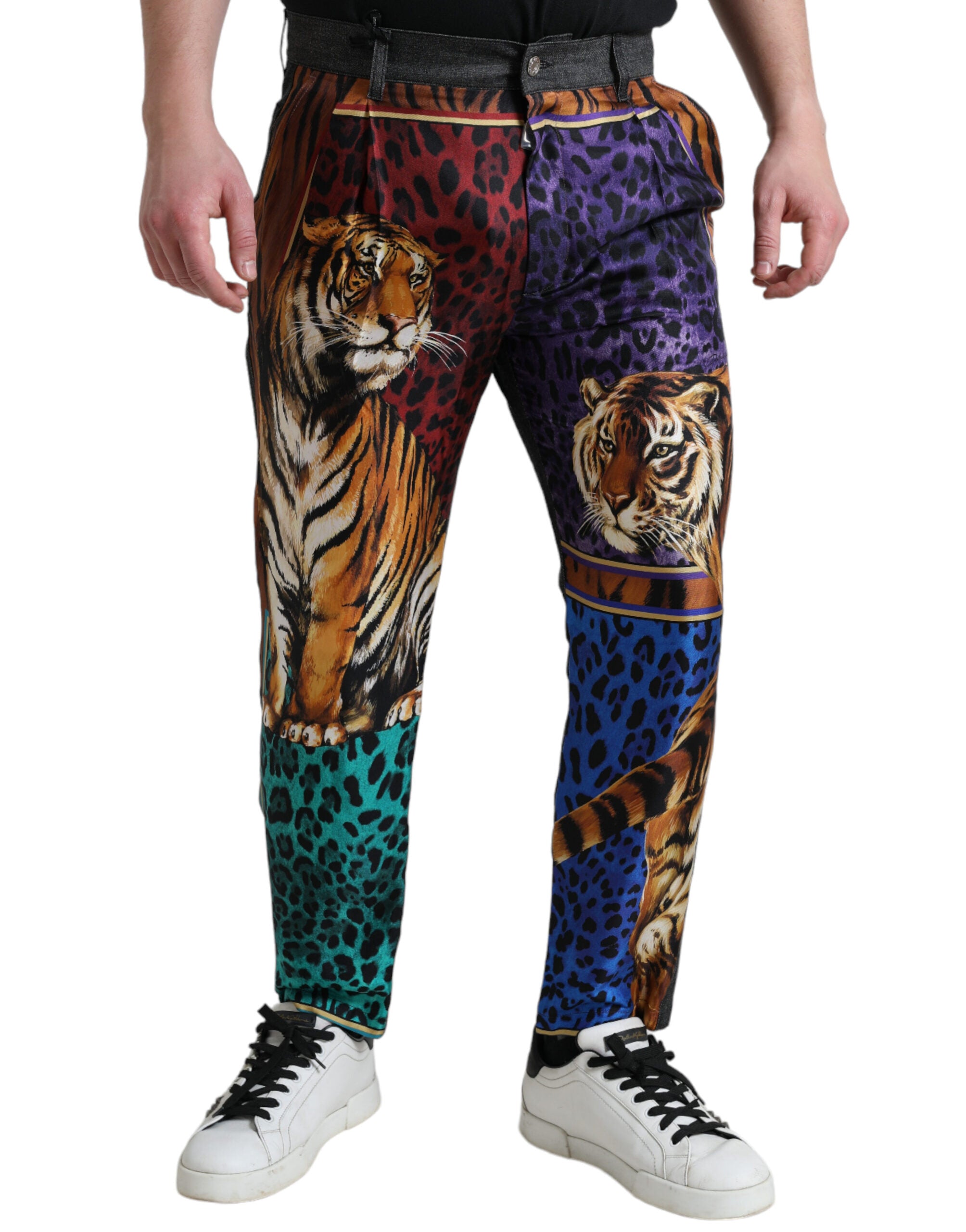 Dolce & Gabbana Multicolor Tiger Cotton Loose Denim Jeans-3