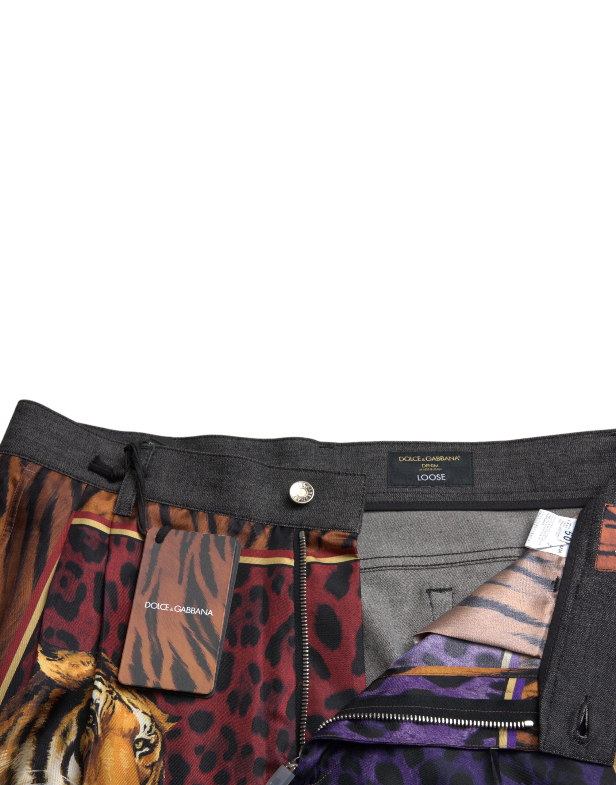 Dolce & Gabbana Multicolor Tiger Cotton Loose Denim Jeans-6