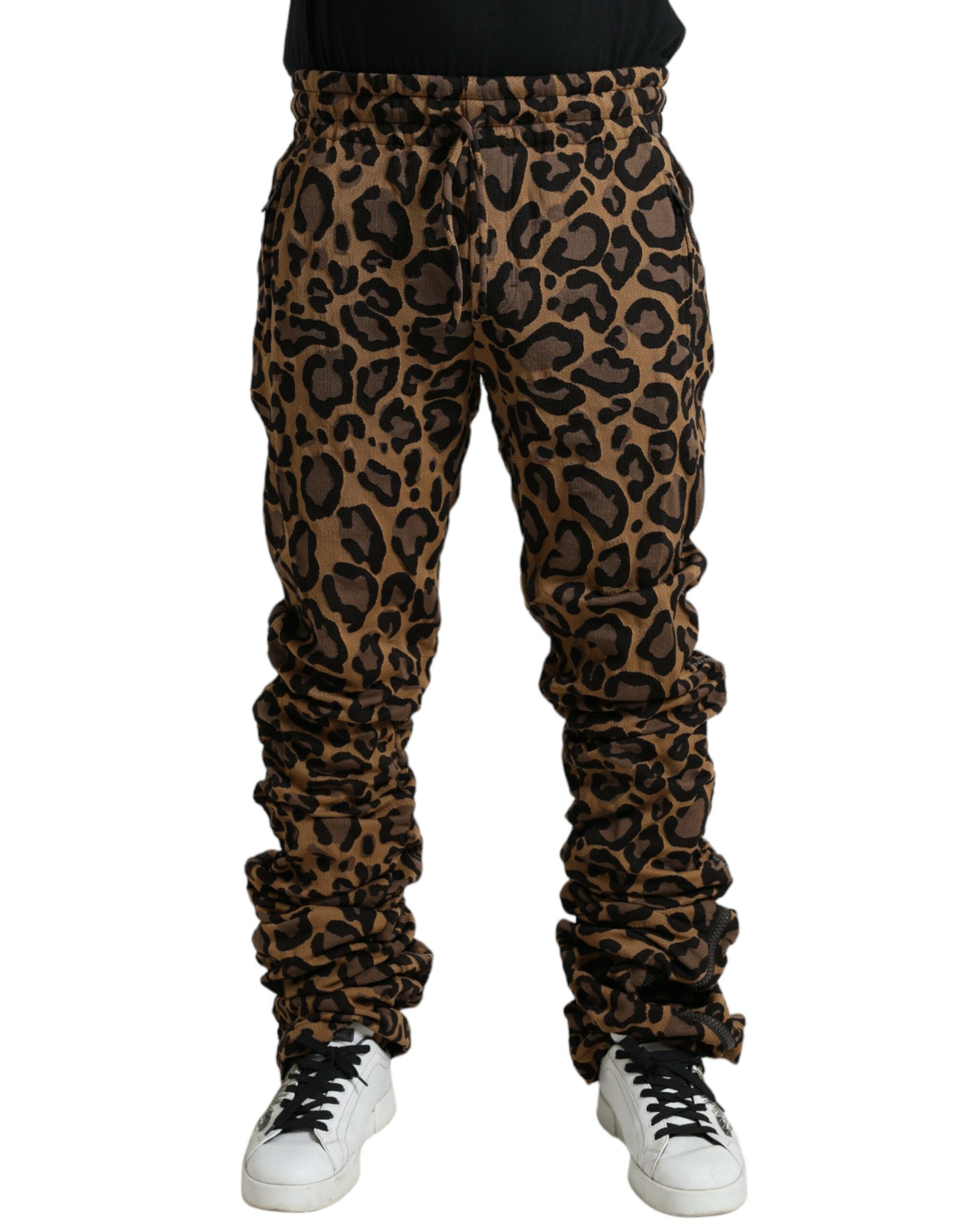 Dolce & Gabbana Brown Leopard Jacquard Joggers-1
