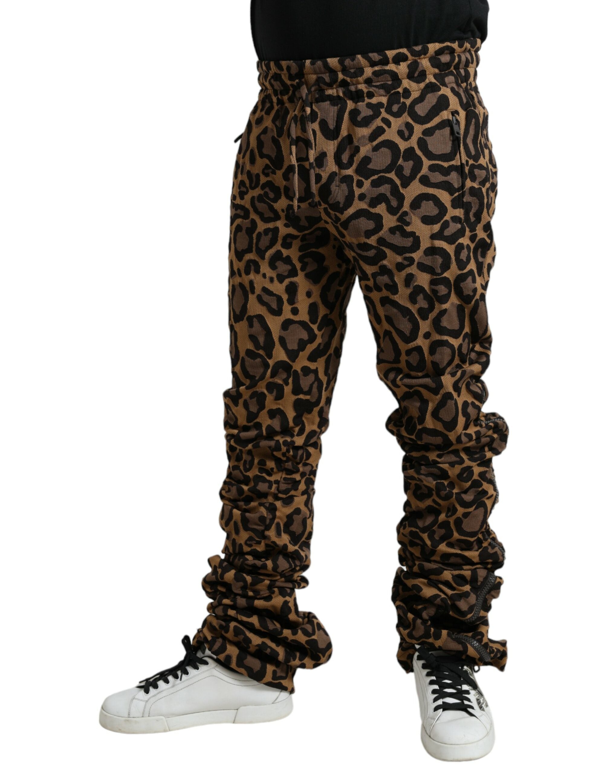 Dolce & Gabbana Brown Leopard Jacquard Joggers-2
